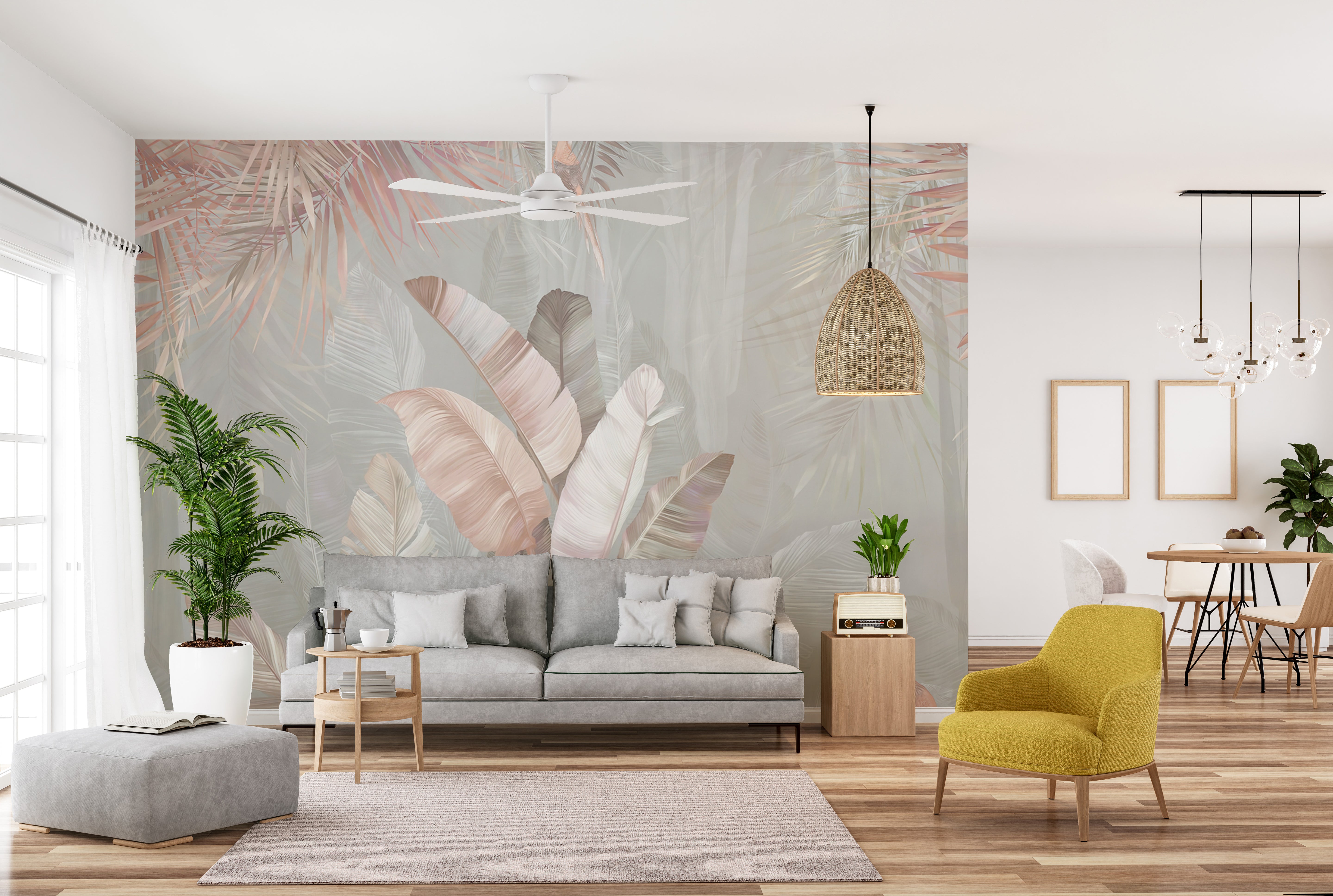 Pastel Jungle Foliage Wall Mural
