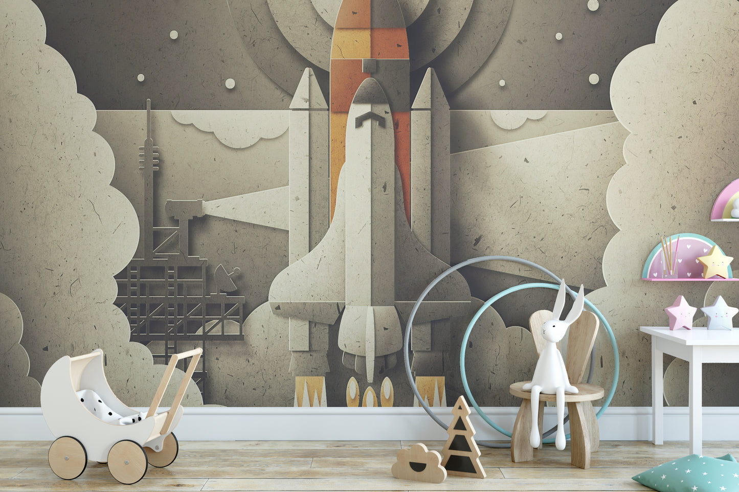 Retro Space Rocket Wall Decor
