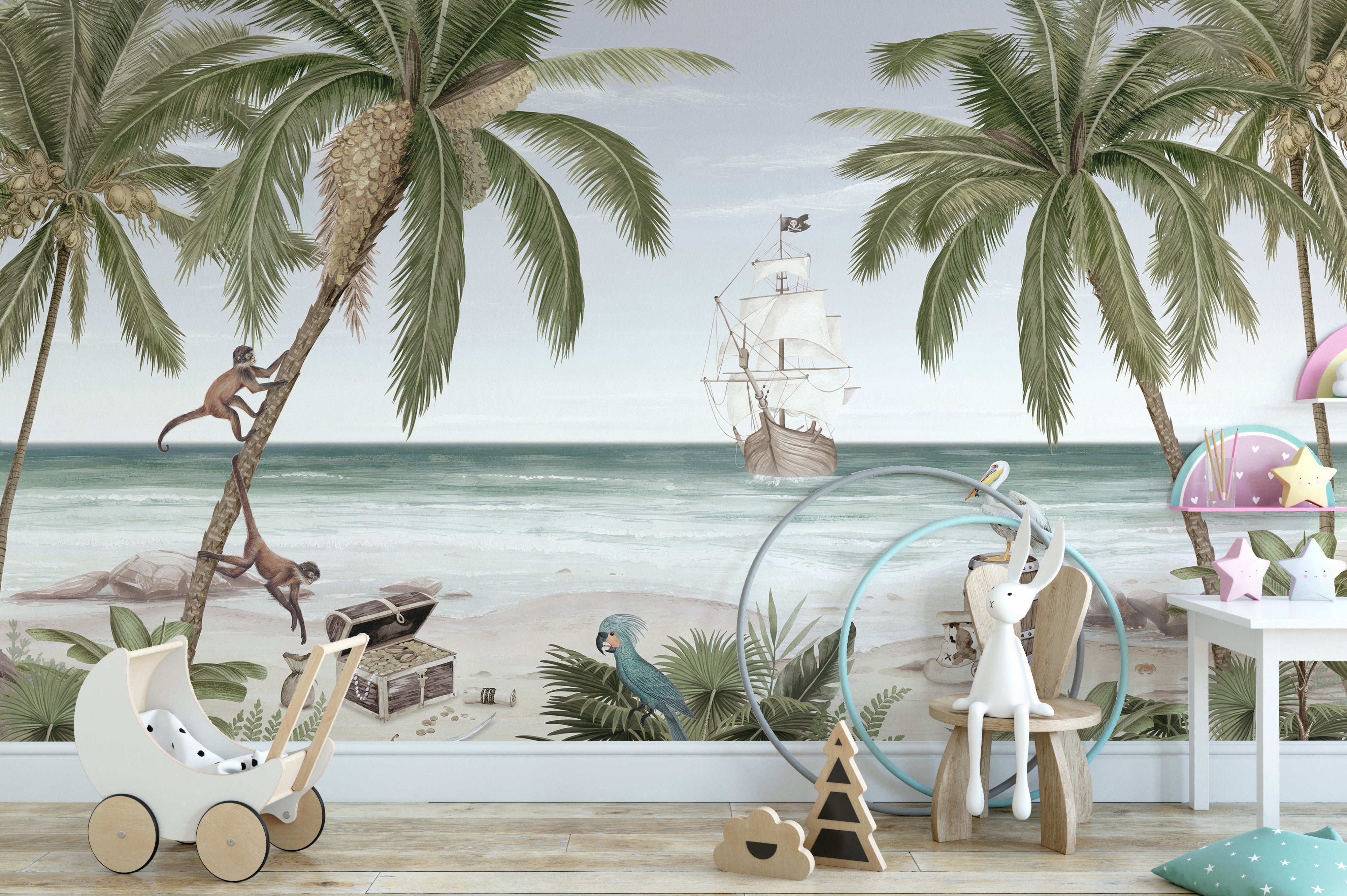 Pirate Bay wallpaper with monkeys and coastal scenery