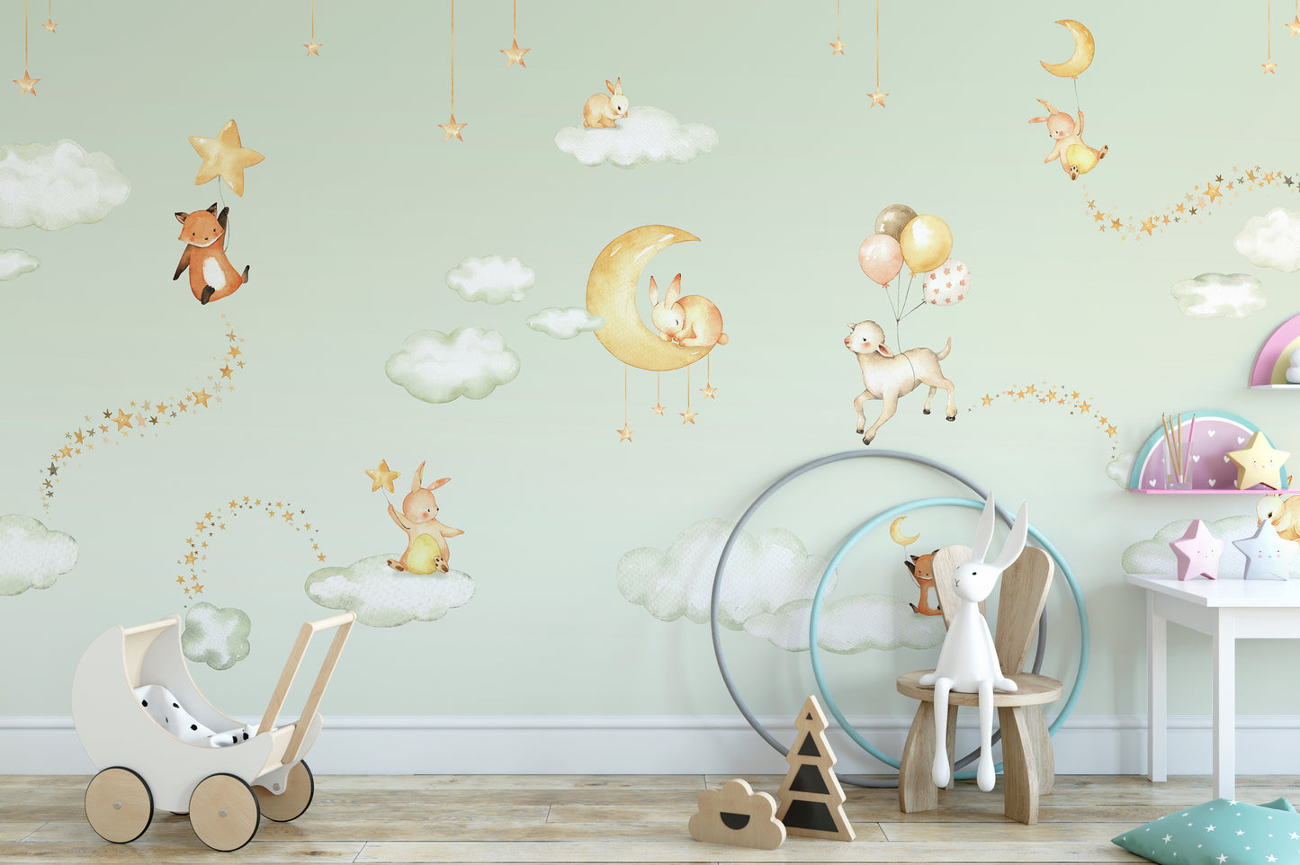 Green Sweet dreams wallpaper for kids room - Giffywalls