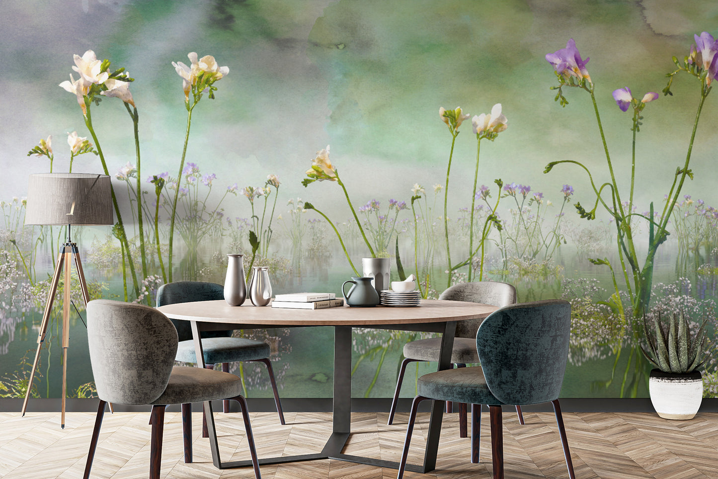 Forever Freesia Flower Green Wallpaper Murals