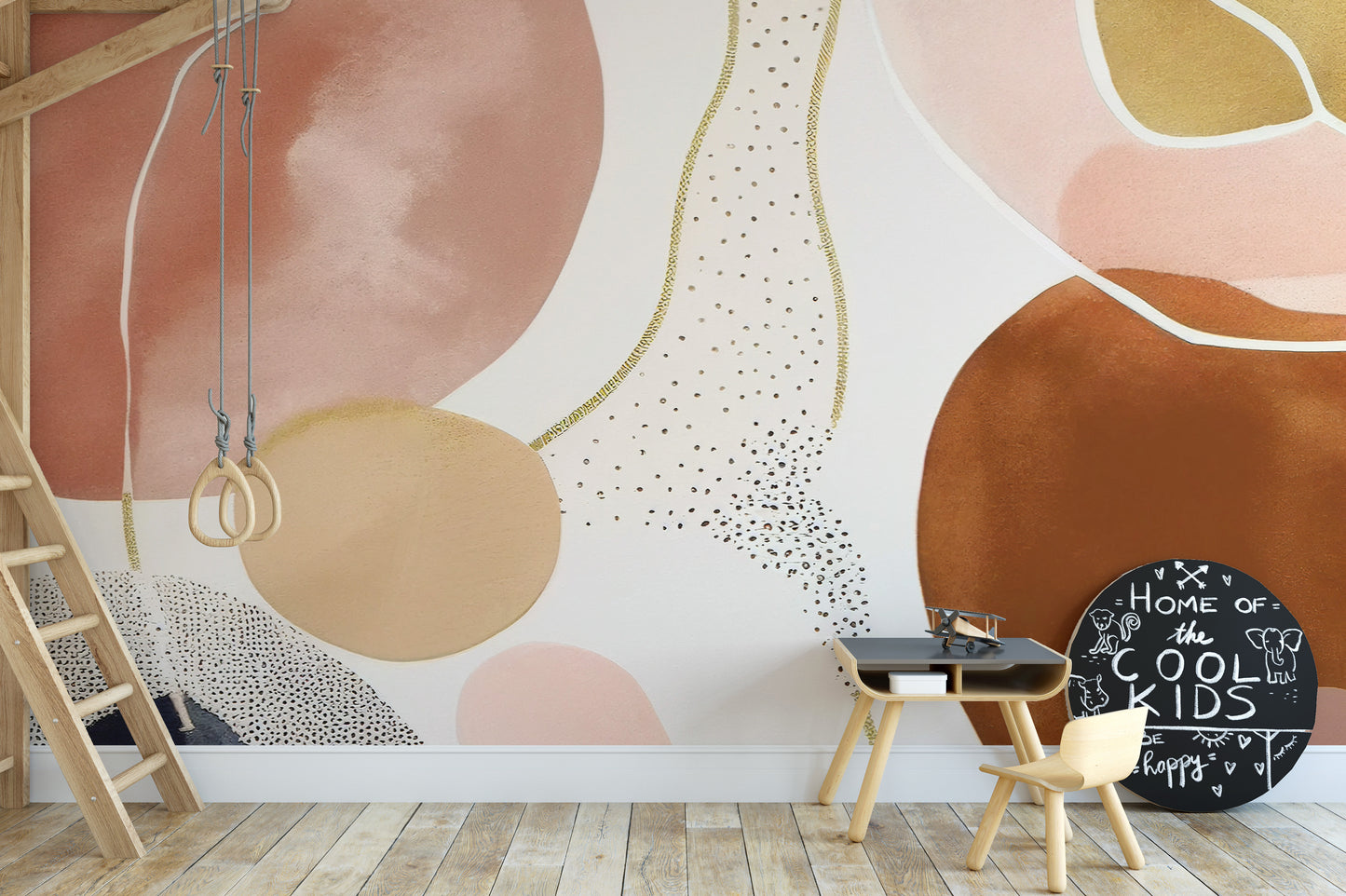 Abstract Gold and Pink Artistic Wall Mural