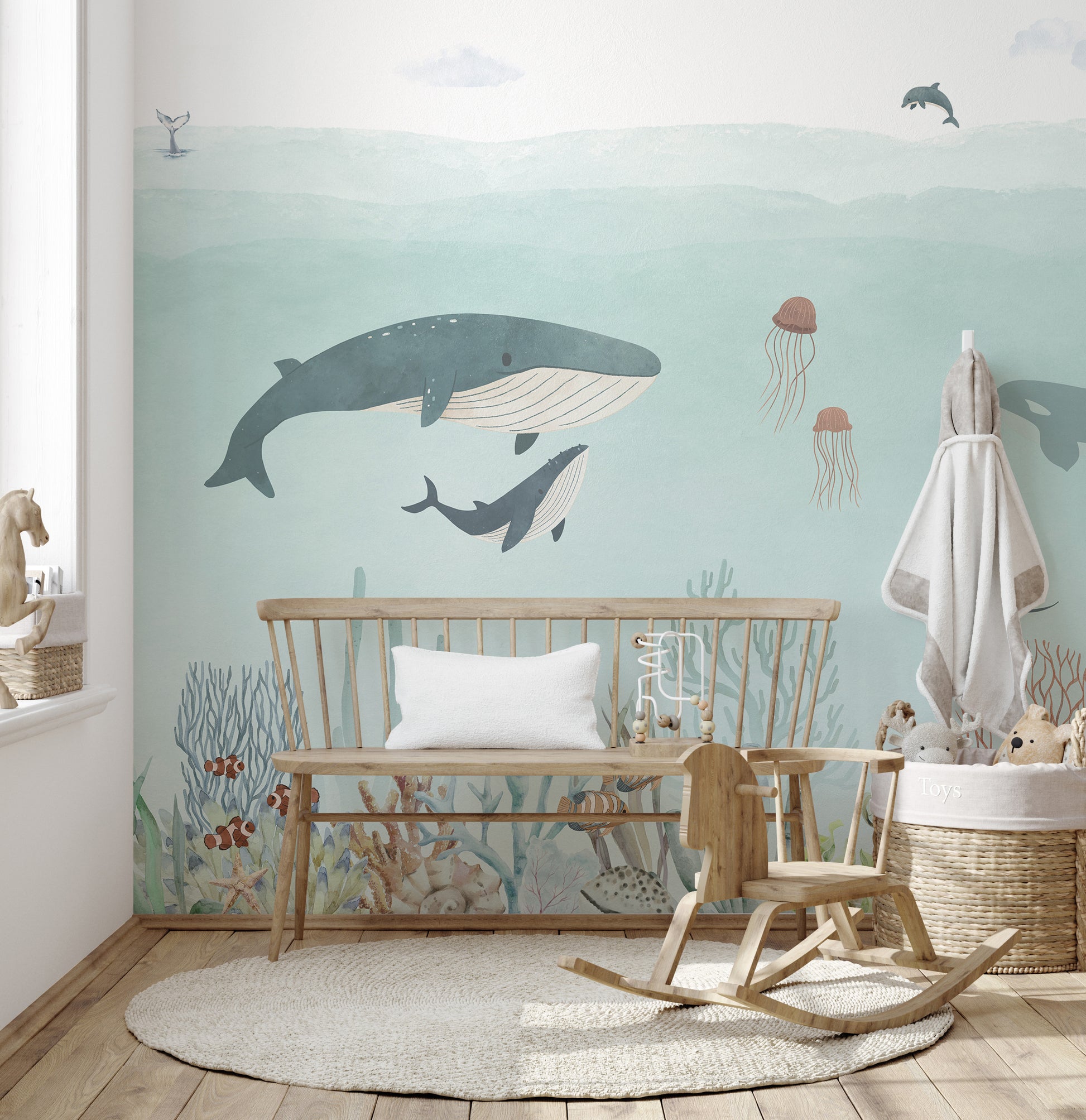 Sensational sea blue wallpaper for kids rooms