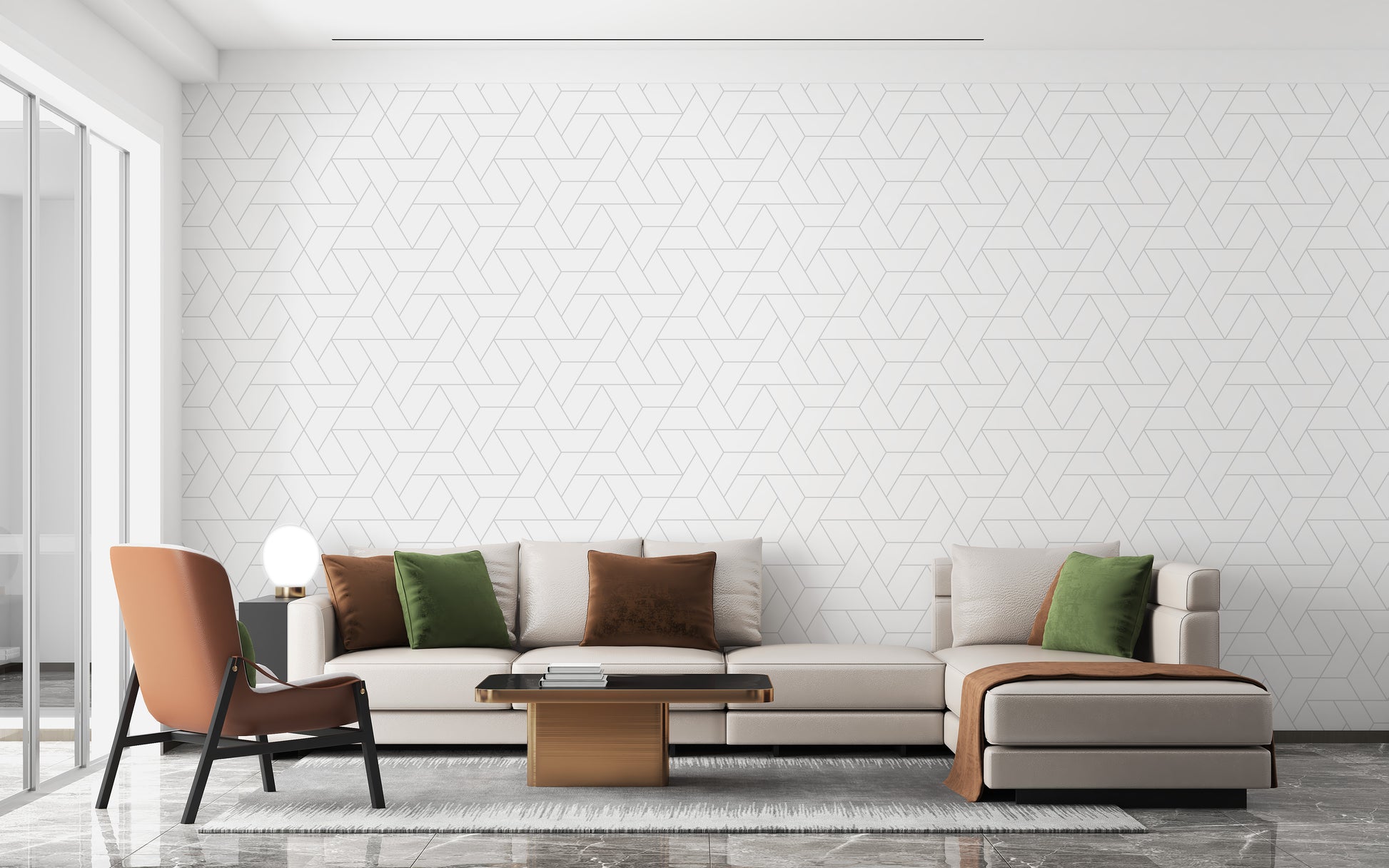 Refined white geometric wallpaper for space