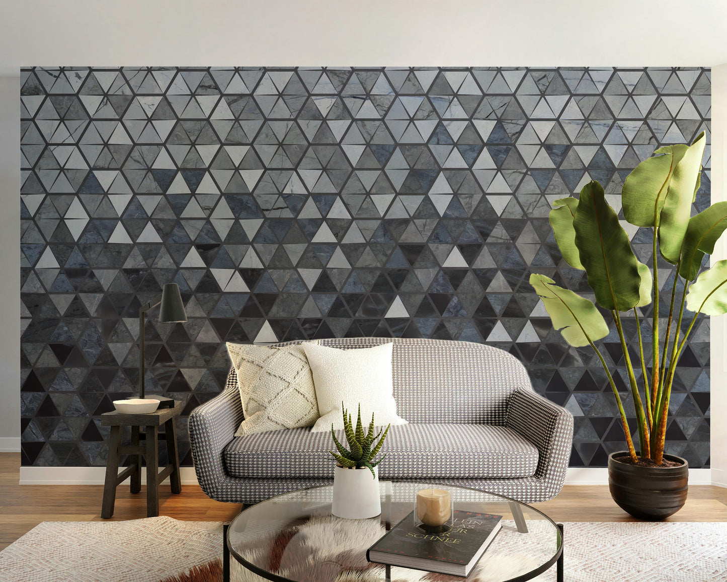 Blue Cut Triangle Tiles Wallpaper Murals