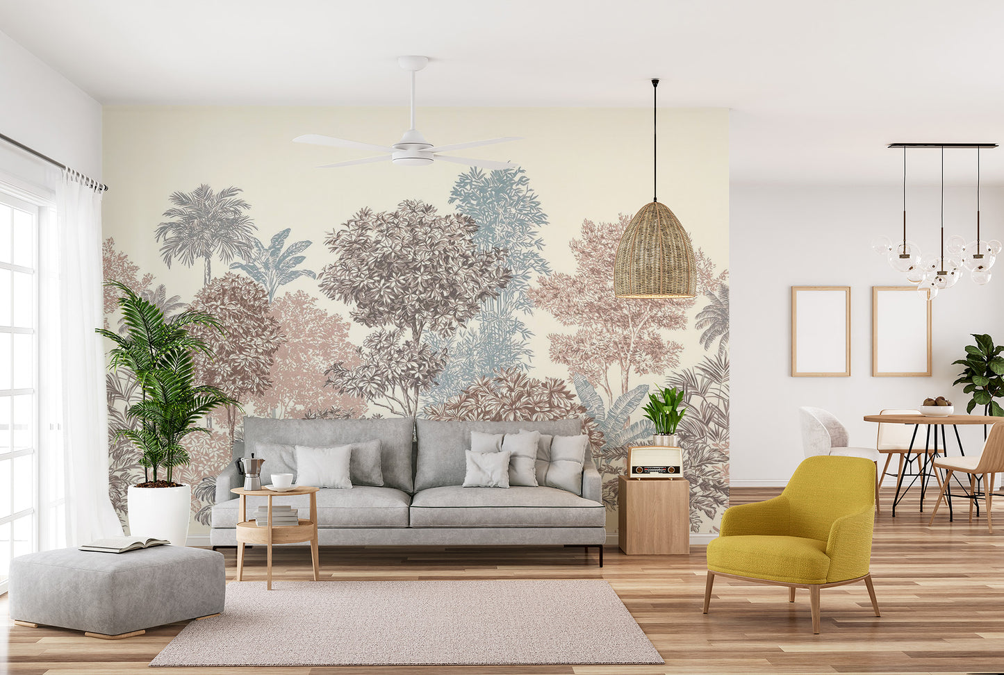 Decorative Vibrant Trees Wallpaper Mural for walls