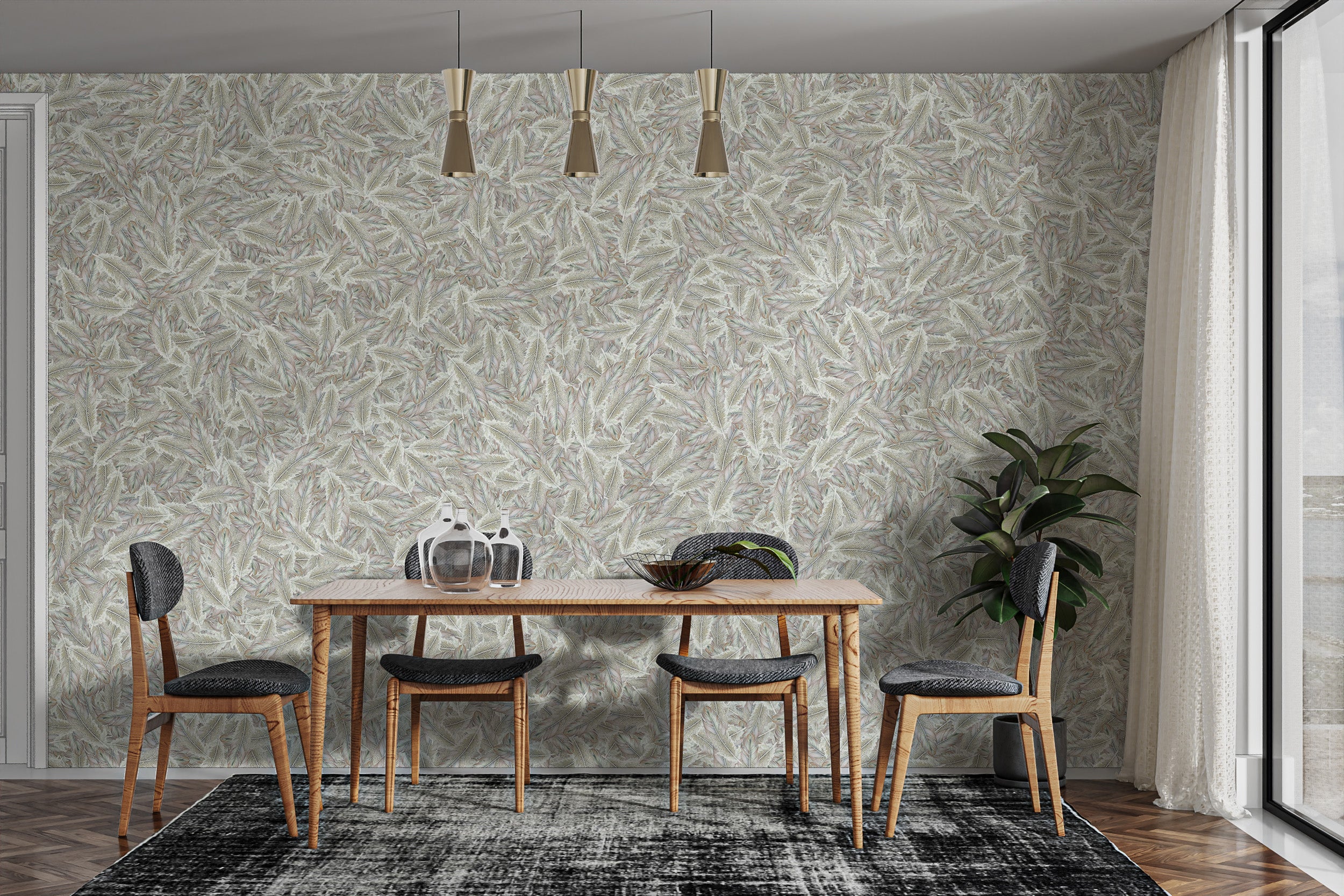 Sophisticated feather wallpaper mural
