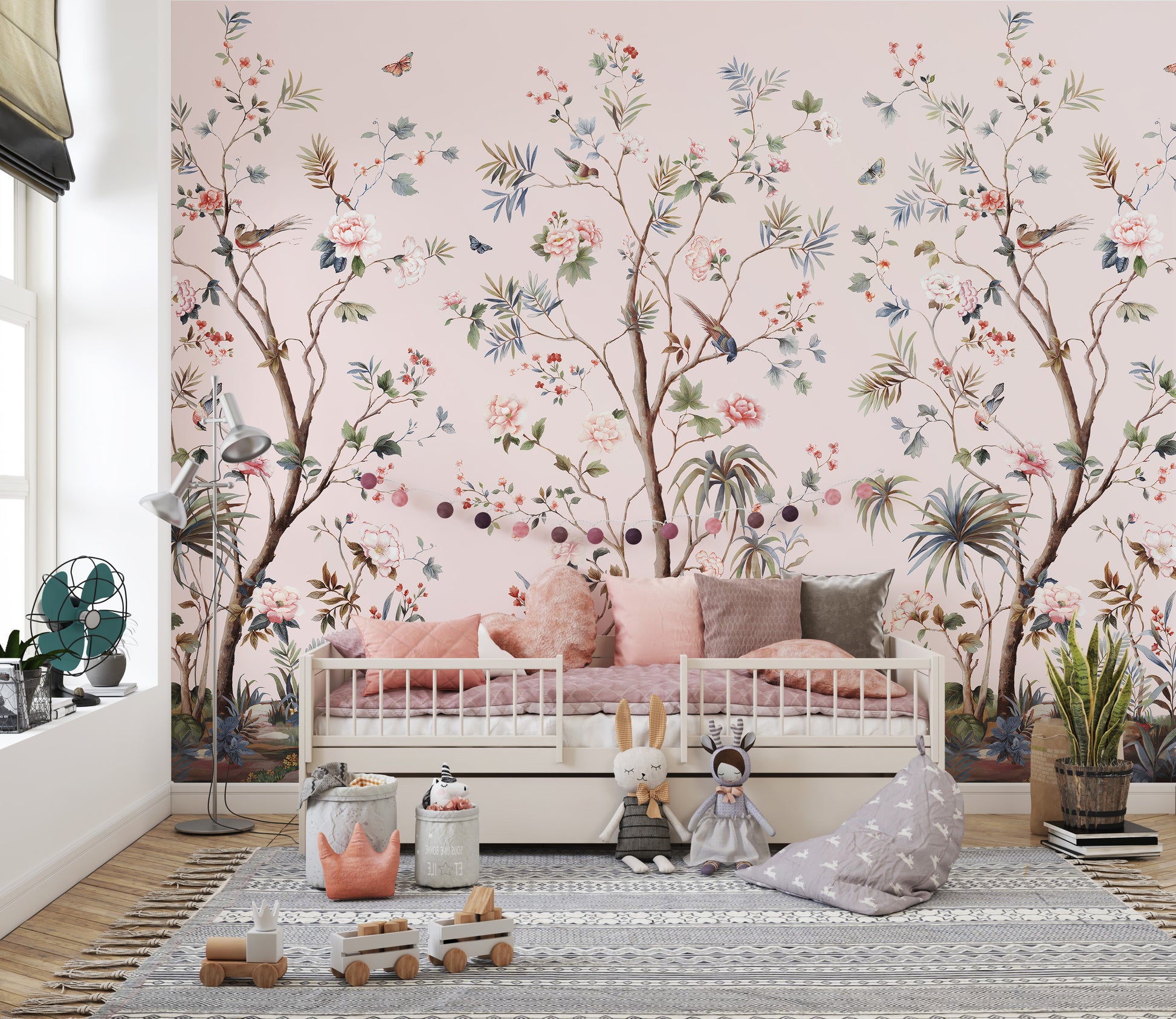 Pink Floral Chinoiserie Wall Decor
