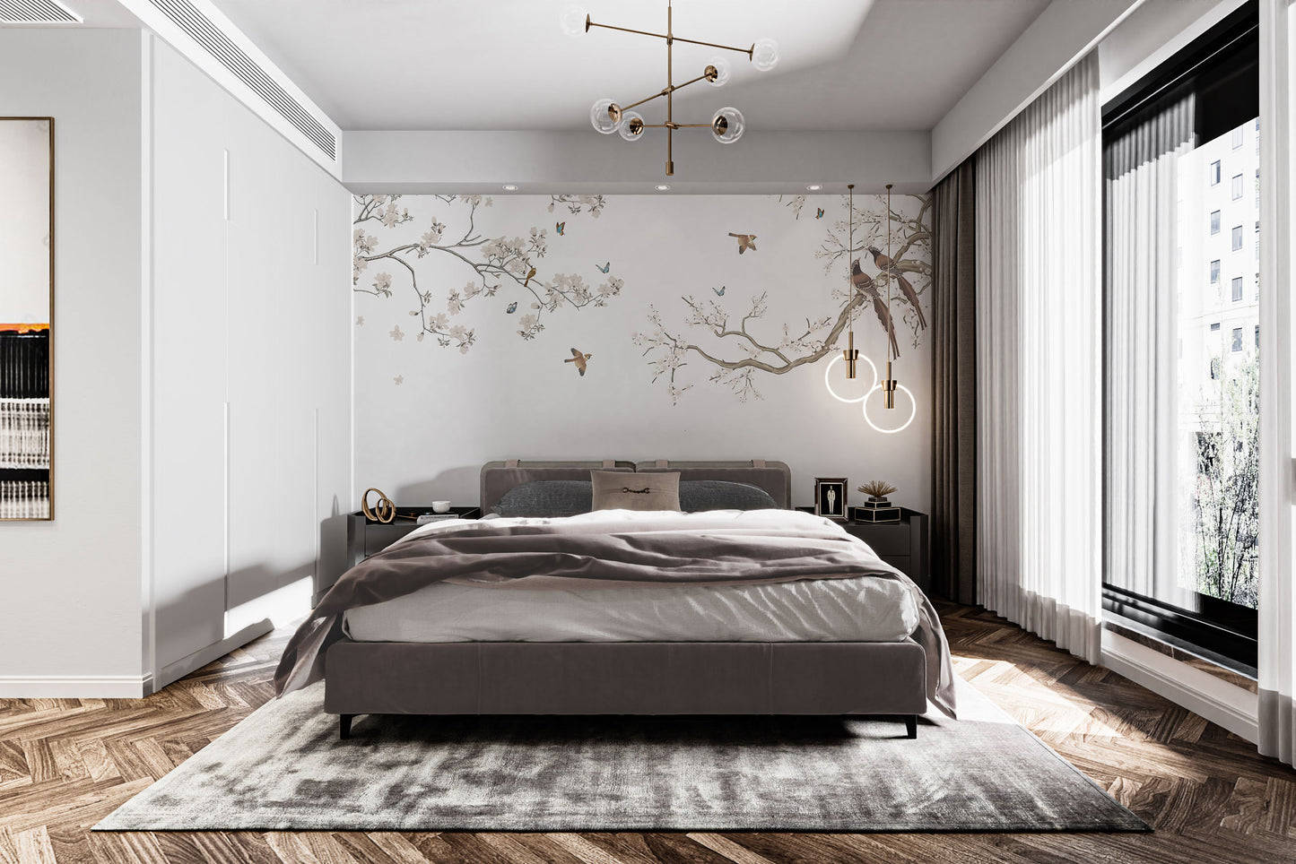 Floral Perch Wall Mural