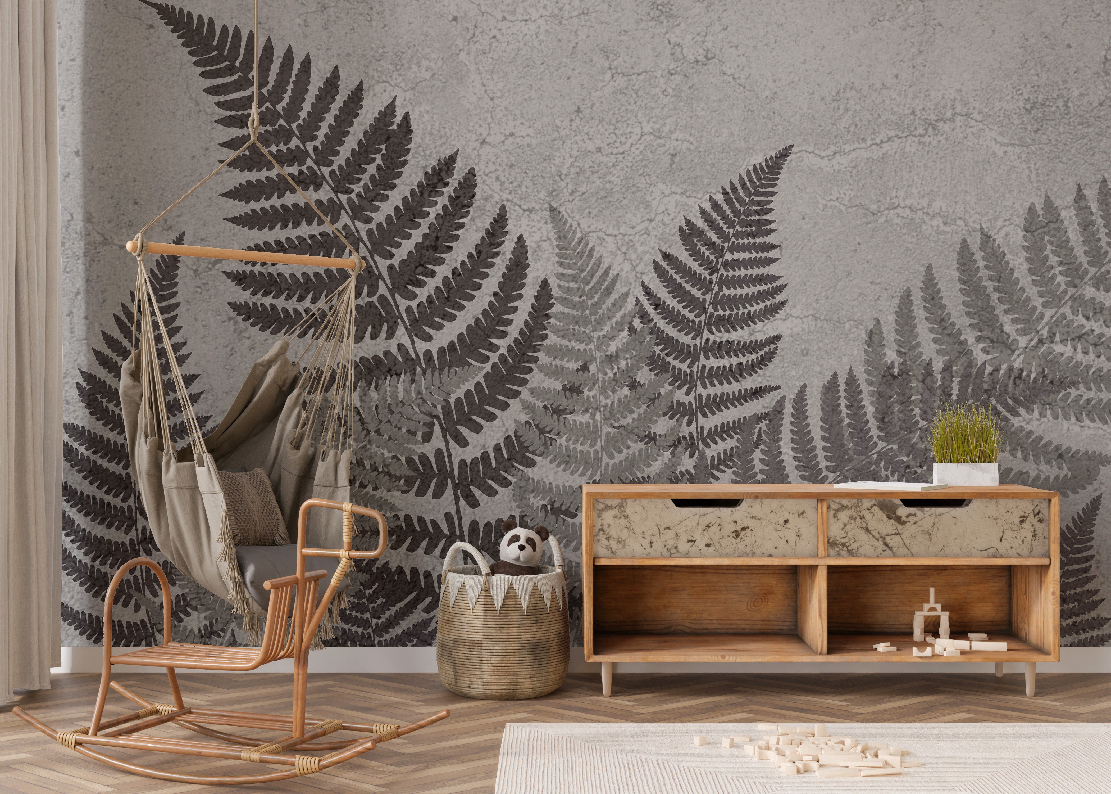 Lush tropical fern wall mural for a refreshing natural ambiance.
