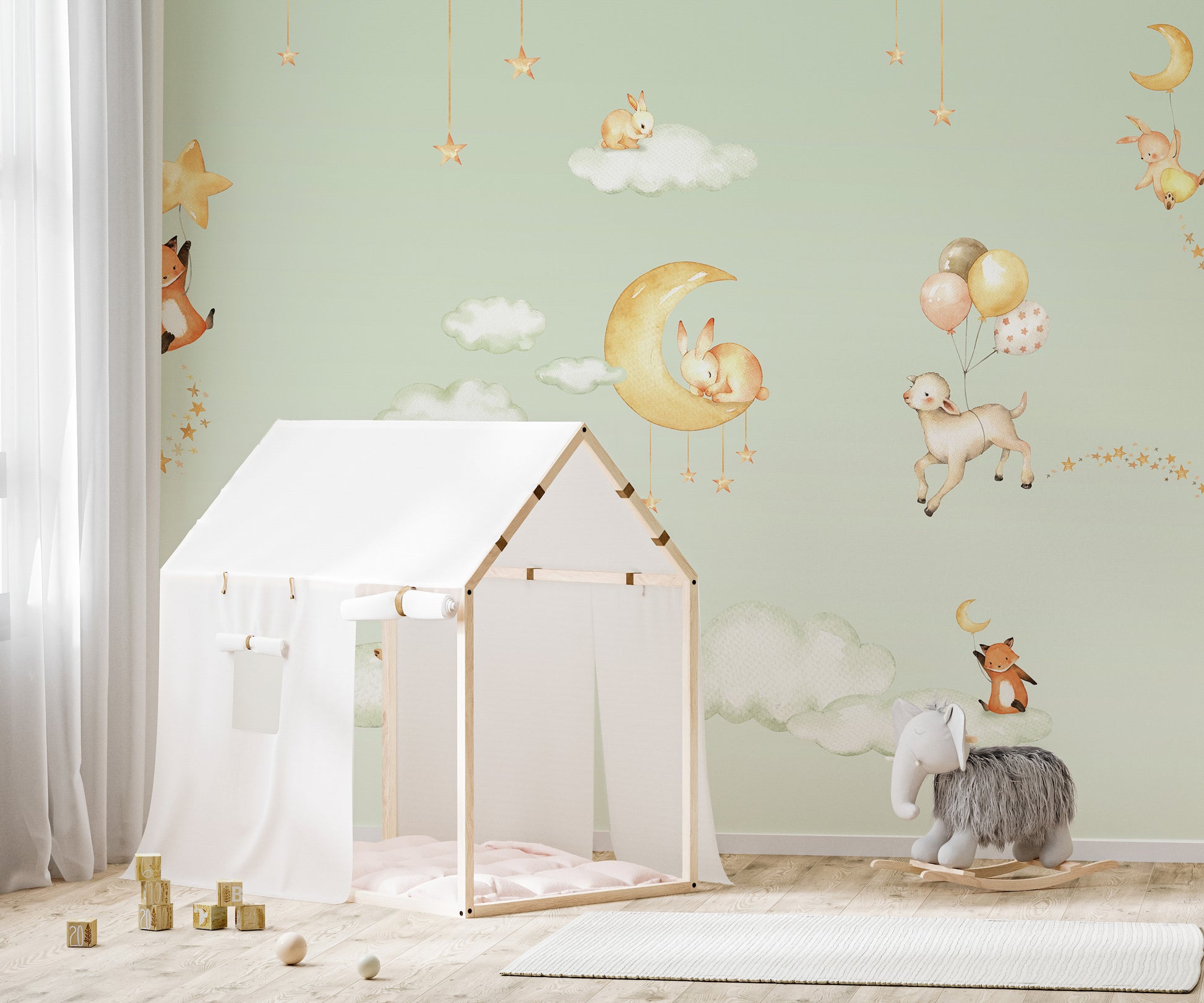 Green Sweet dreams wallpaper for kids room - Giffywalls