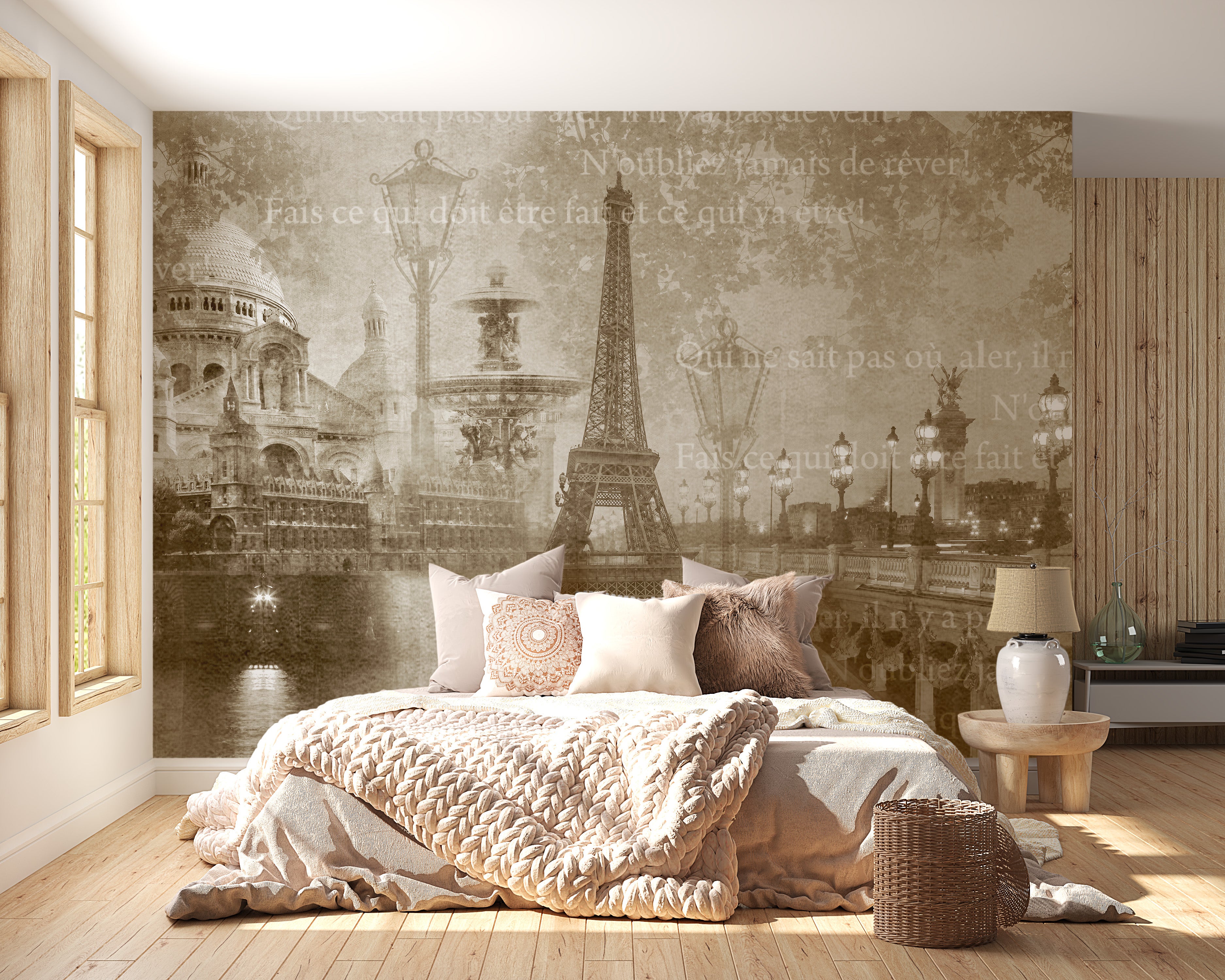 Parisian charm wallpaper with landmarks