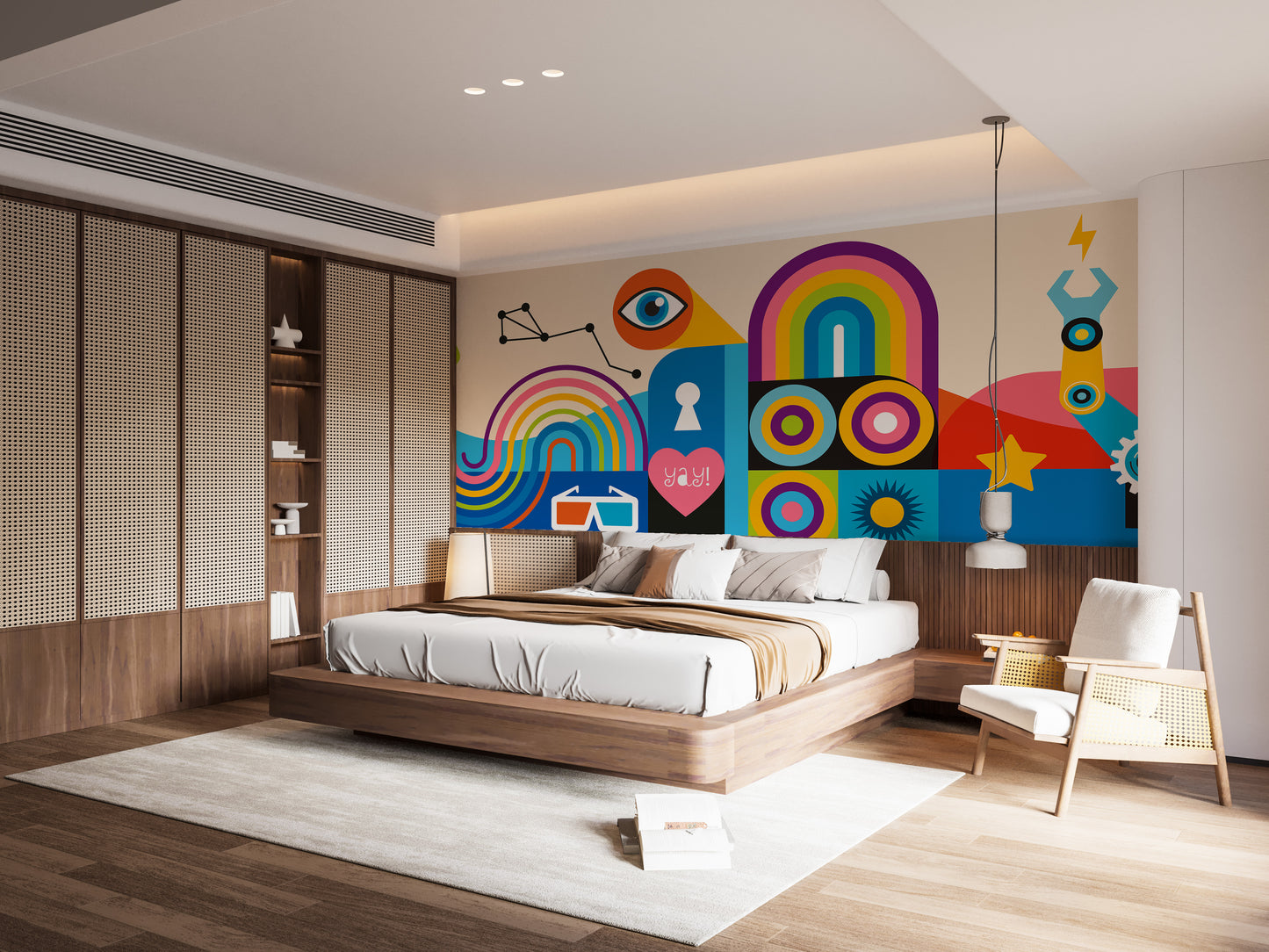 Vibrant Geometric Art Mural