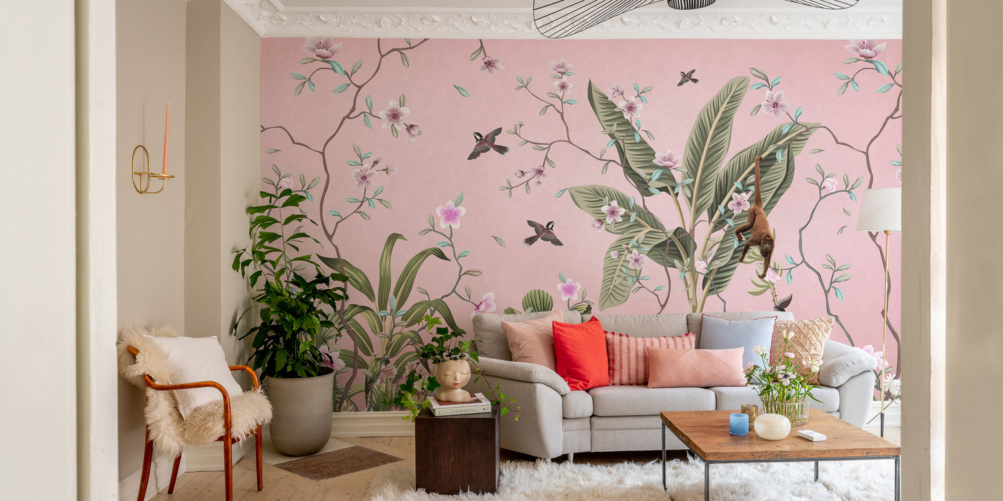 Pink Floral Peel and Stick Wallpaper