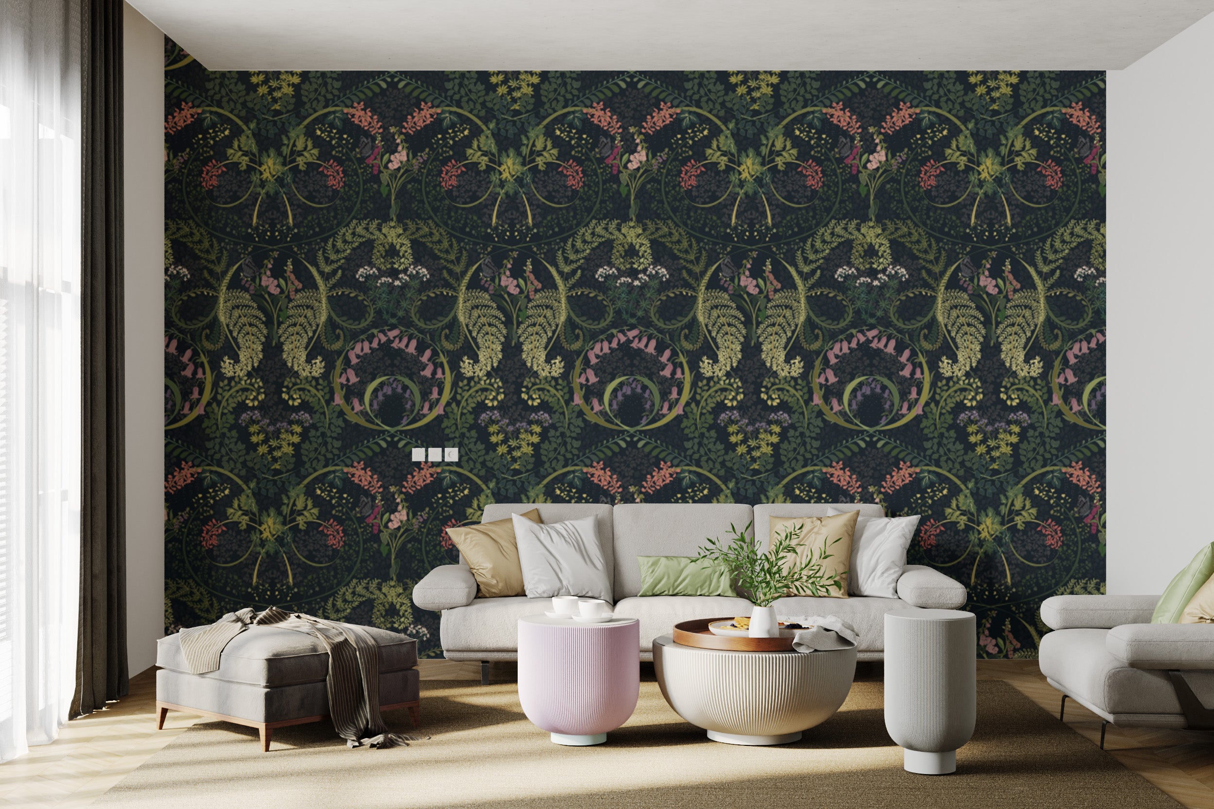 Stylish Fauna Silhouette Garden wallpaper adds outdoor charm