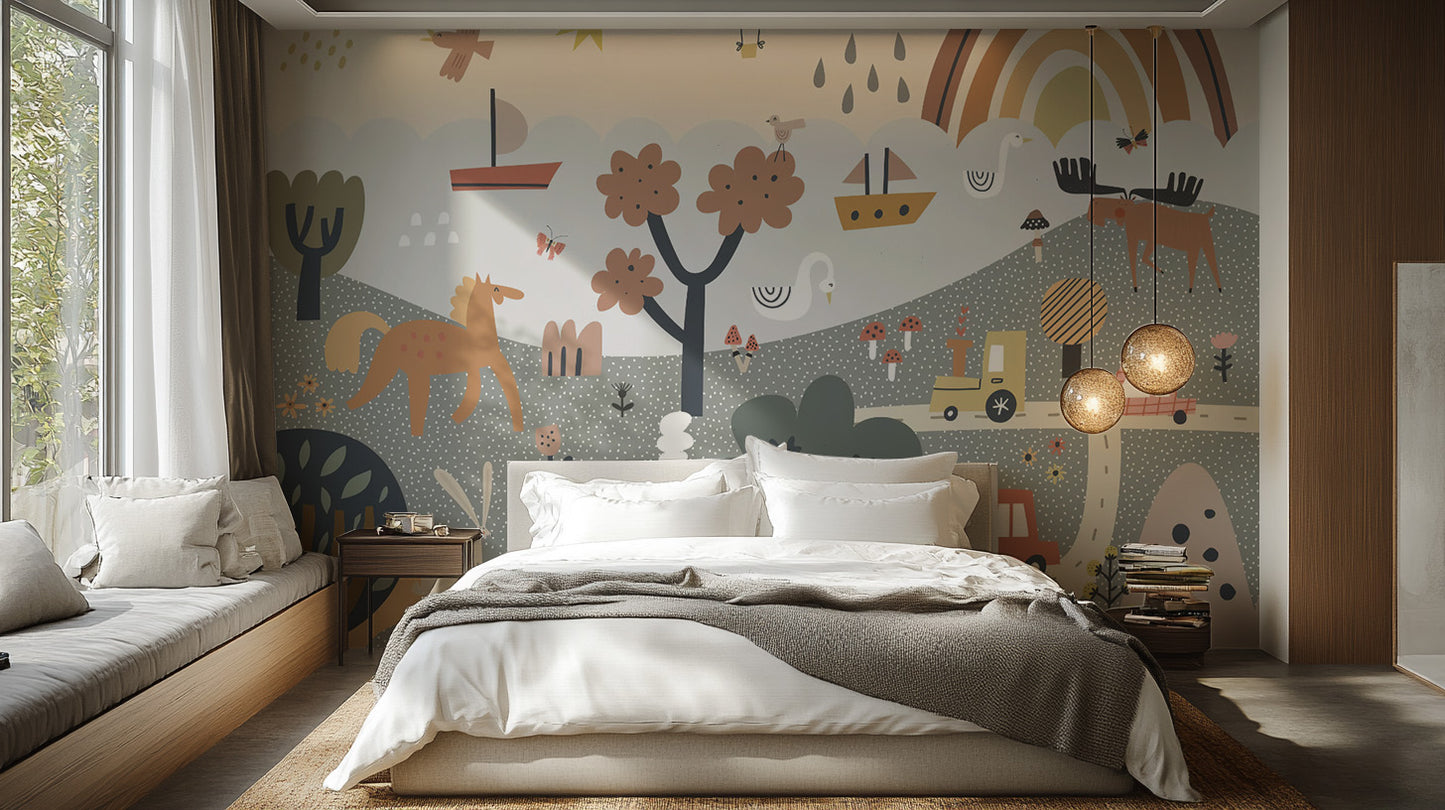 Cozy woodland peel and stick wallpaper
