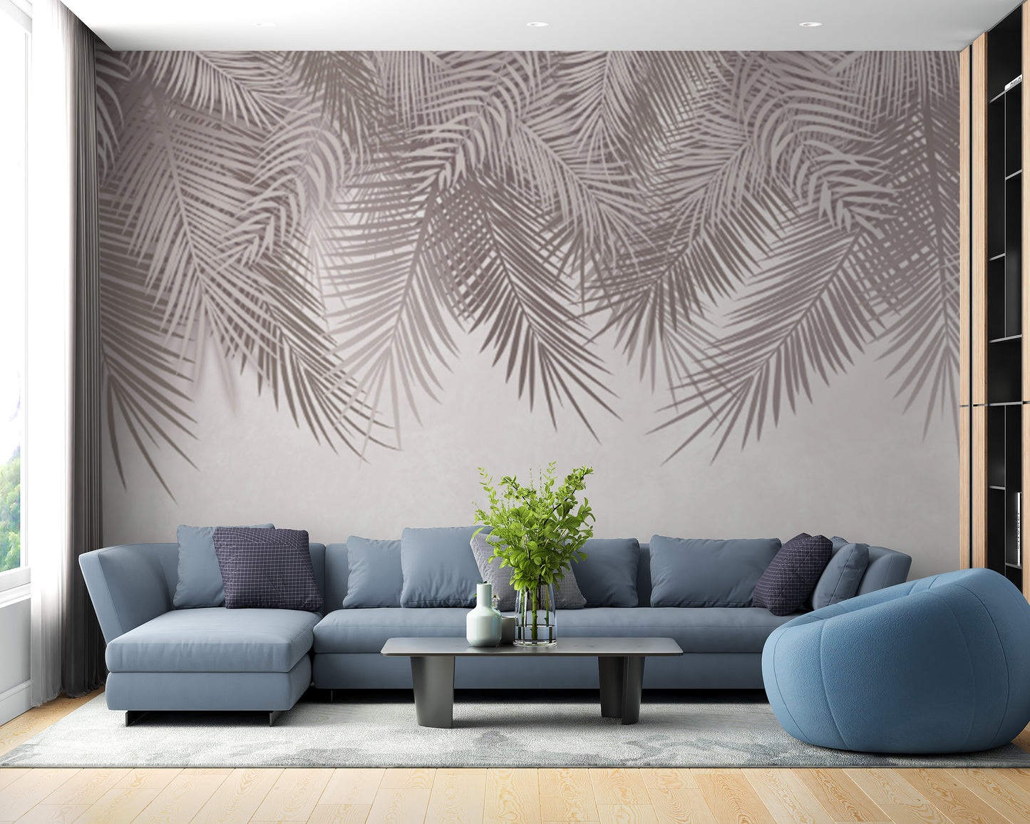 Luxurious wallpaper with delicate palm frond details
