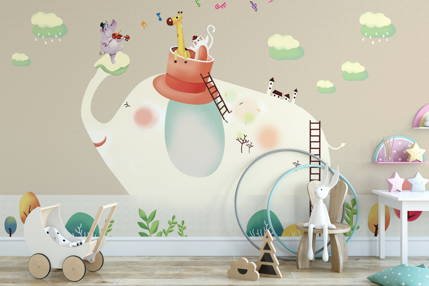 Cartoon Elephant Wallpaper Murals