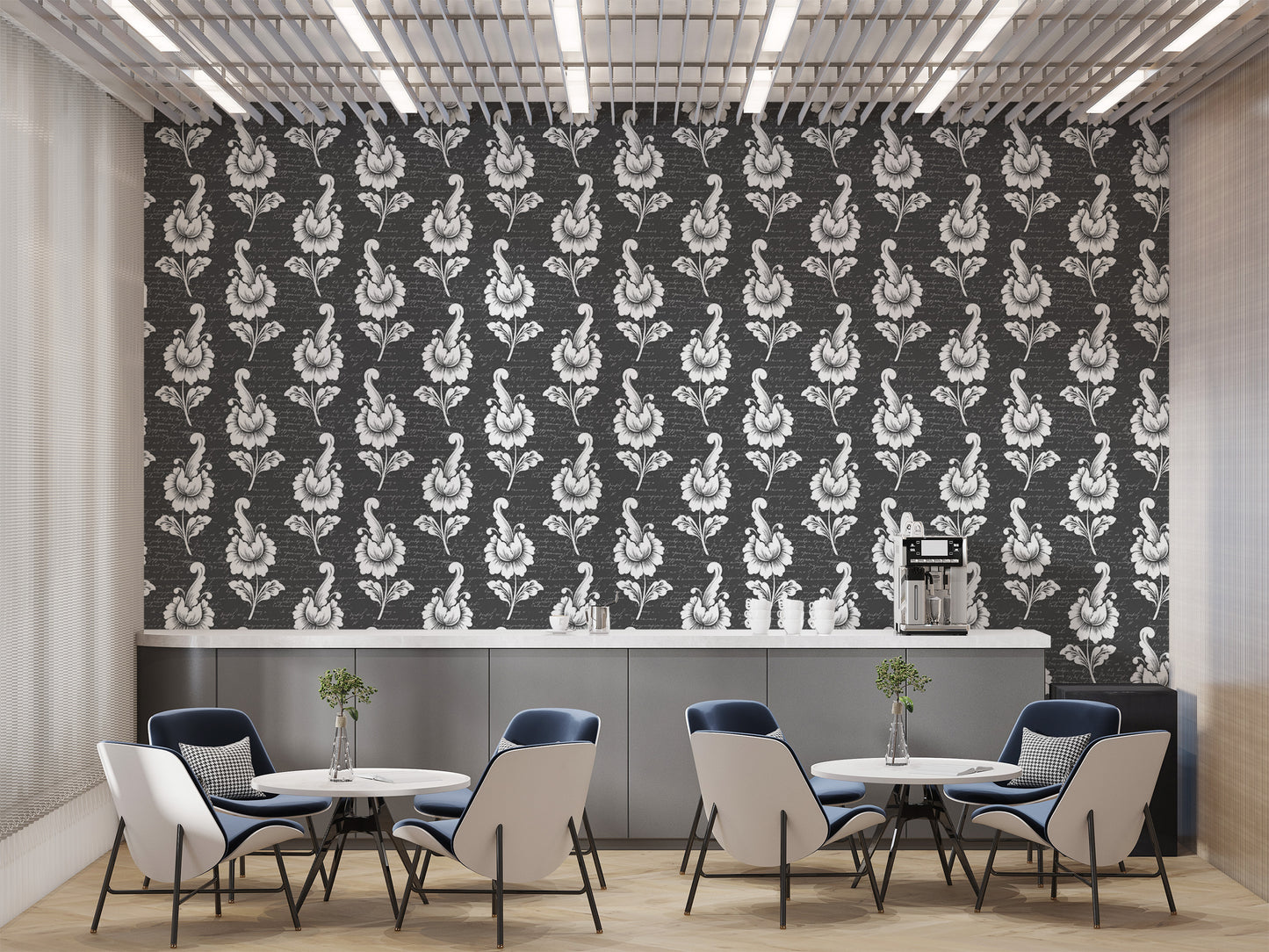 Minimalist Black Damask Wallpaper Design
