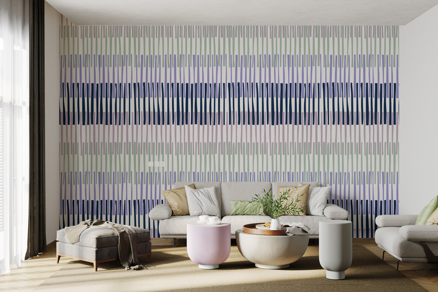 Artistic Lilac Serenade Stripes Wallpaper
