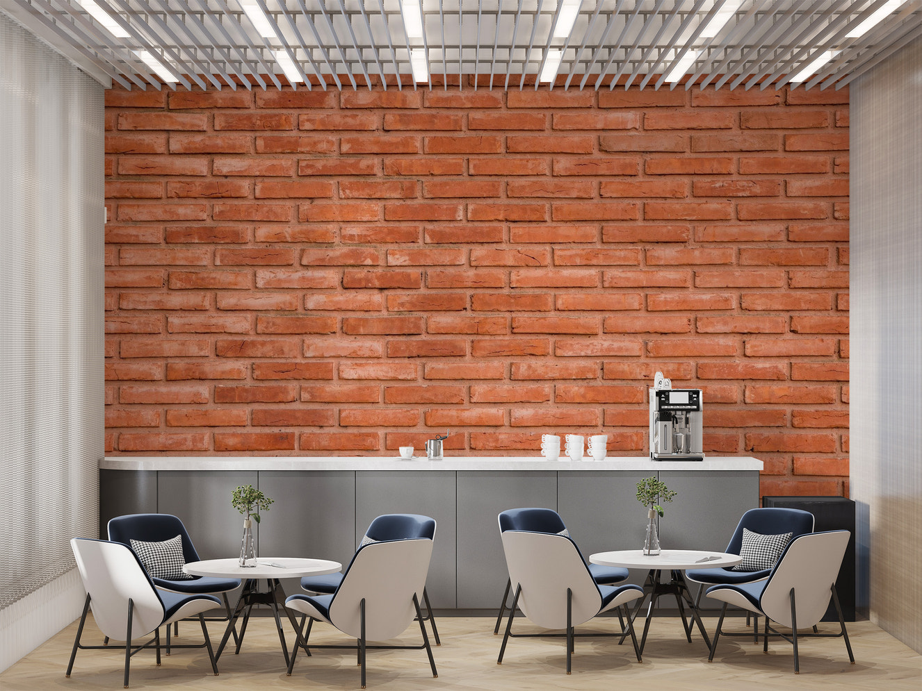 Realistic red brick wallpaper for rustic decor
