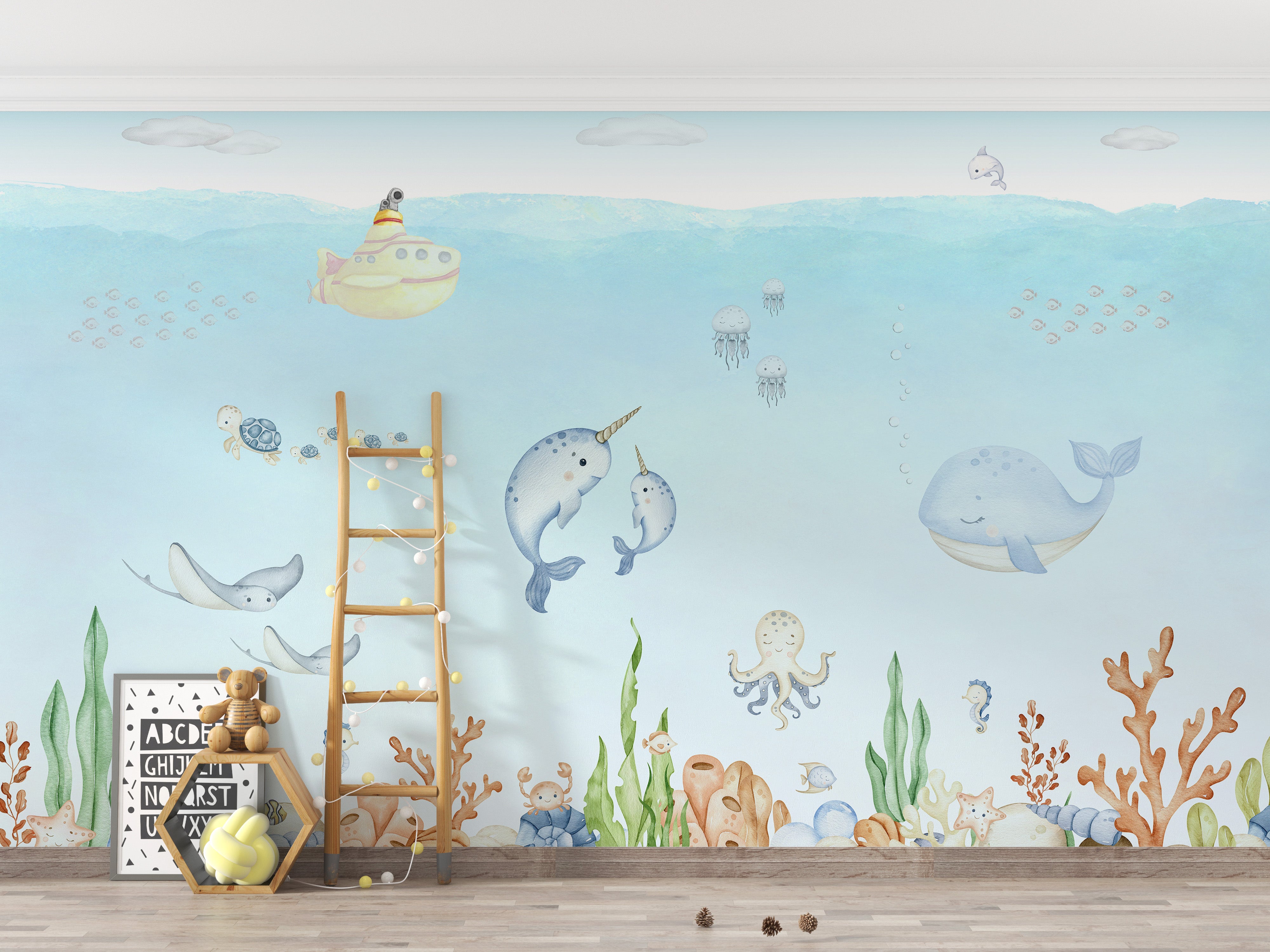 Ocean Explorer Watercolor Wallpaper - Giffywalls