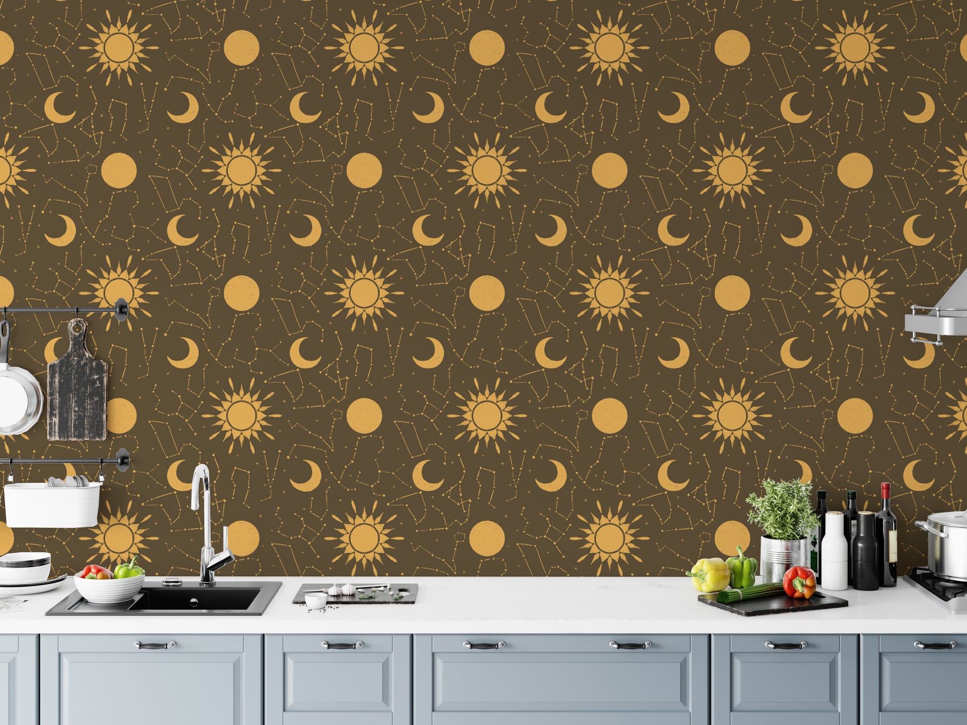 Mystical astrology constellations wallpaper for celestial walls.