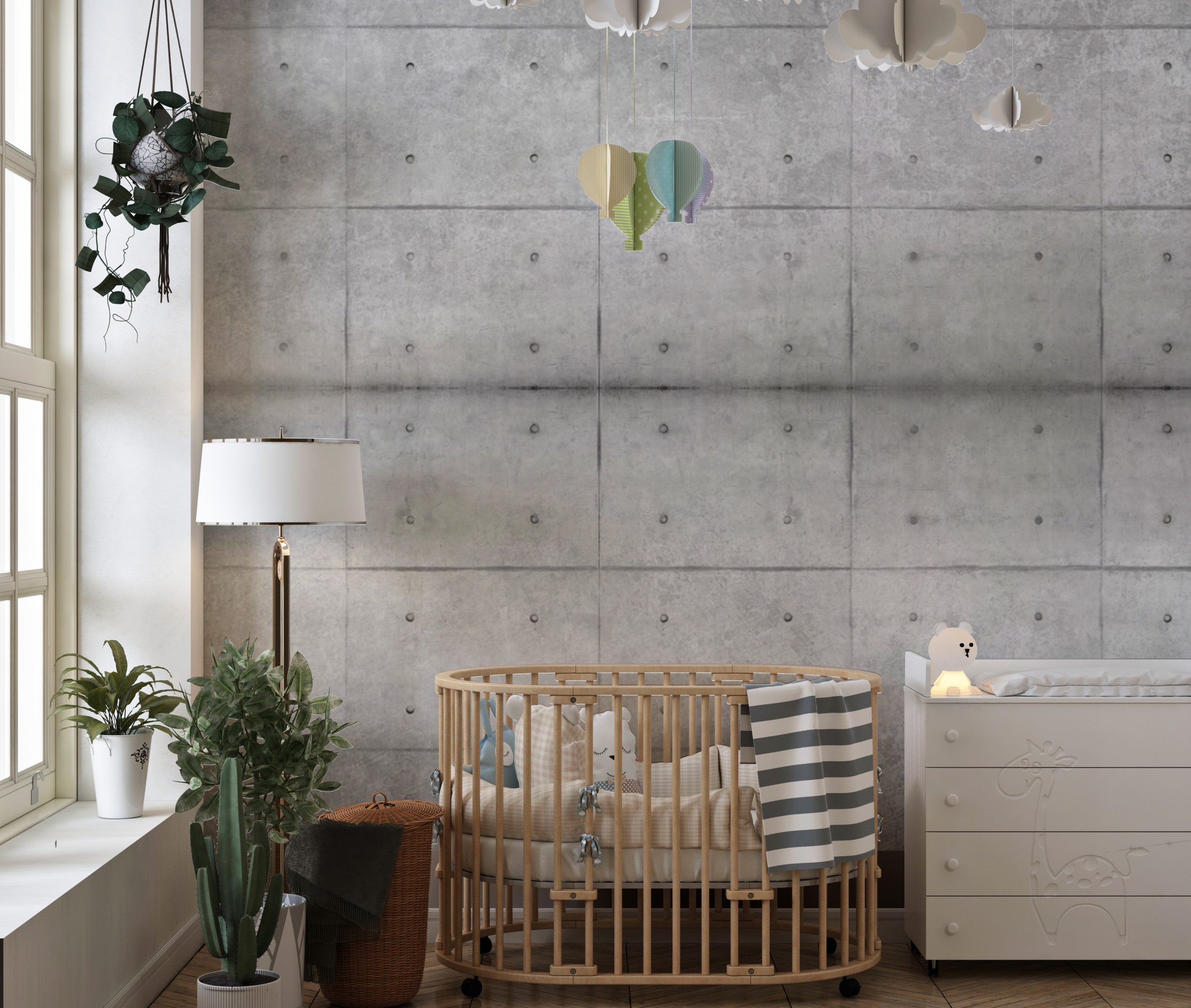 Raw concrete effect wallpaper for urban-style interiors
