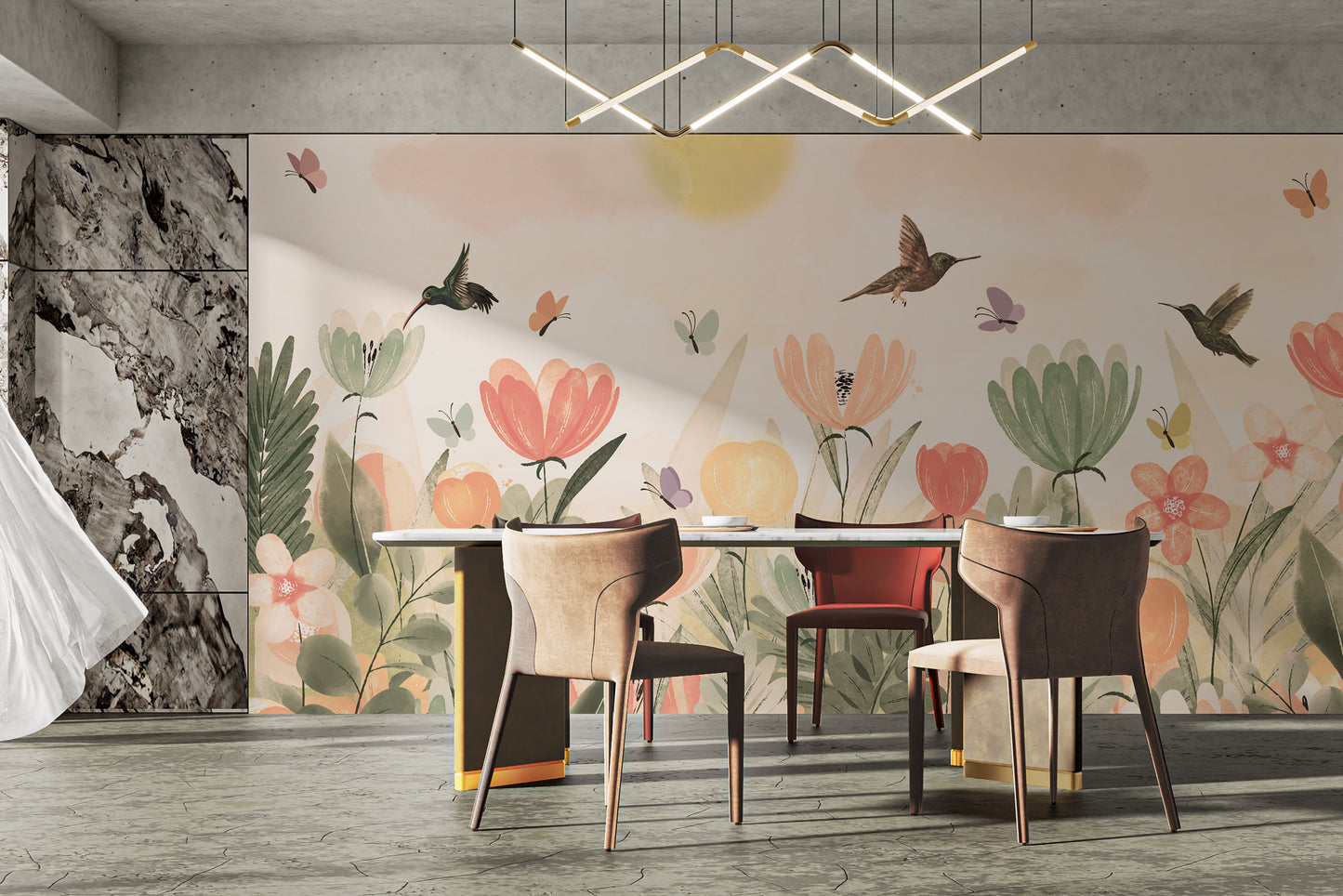 Cheerful Spring Blossoms Mural for lively interiors