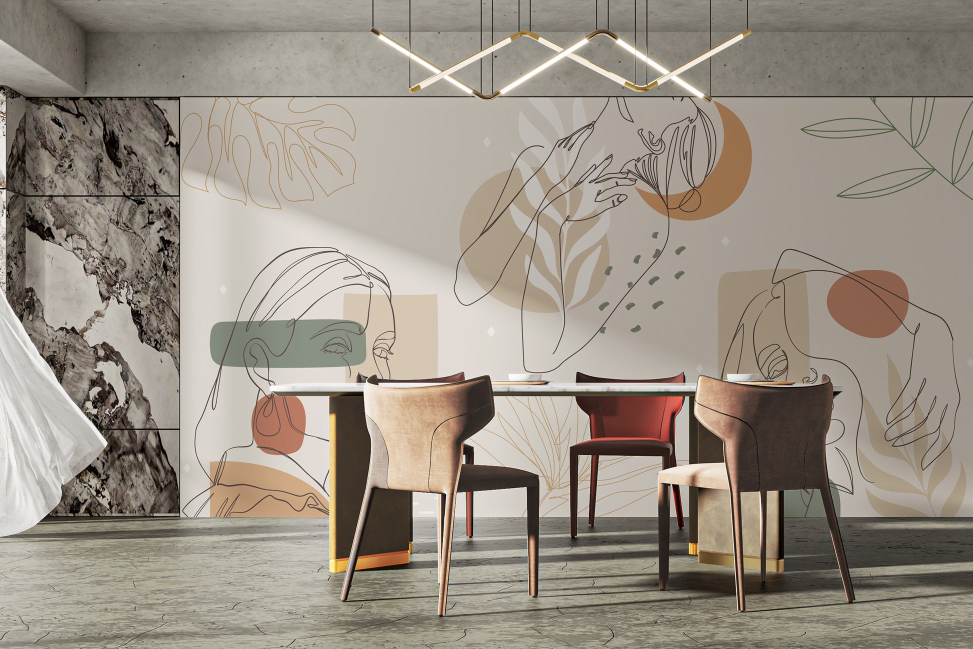 Contour Elegance Artwork Mural for elegant spaces