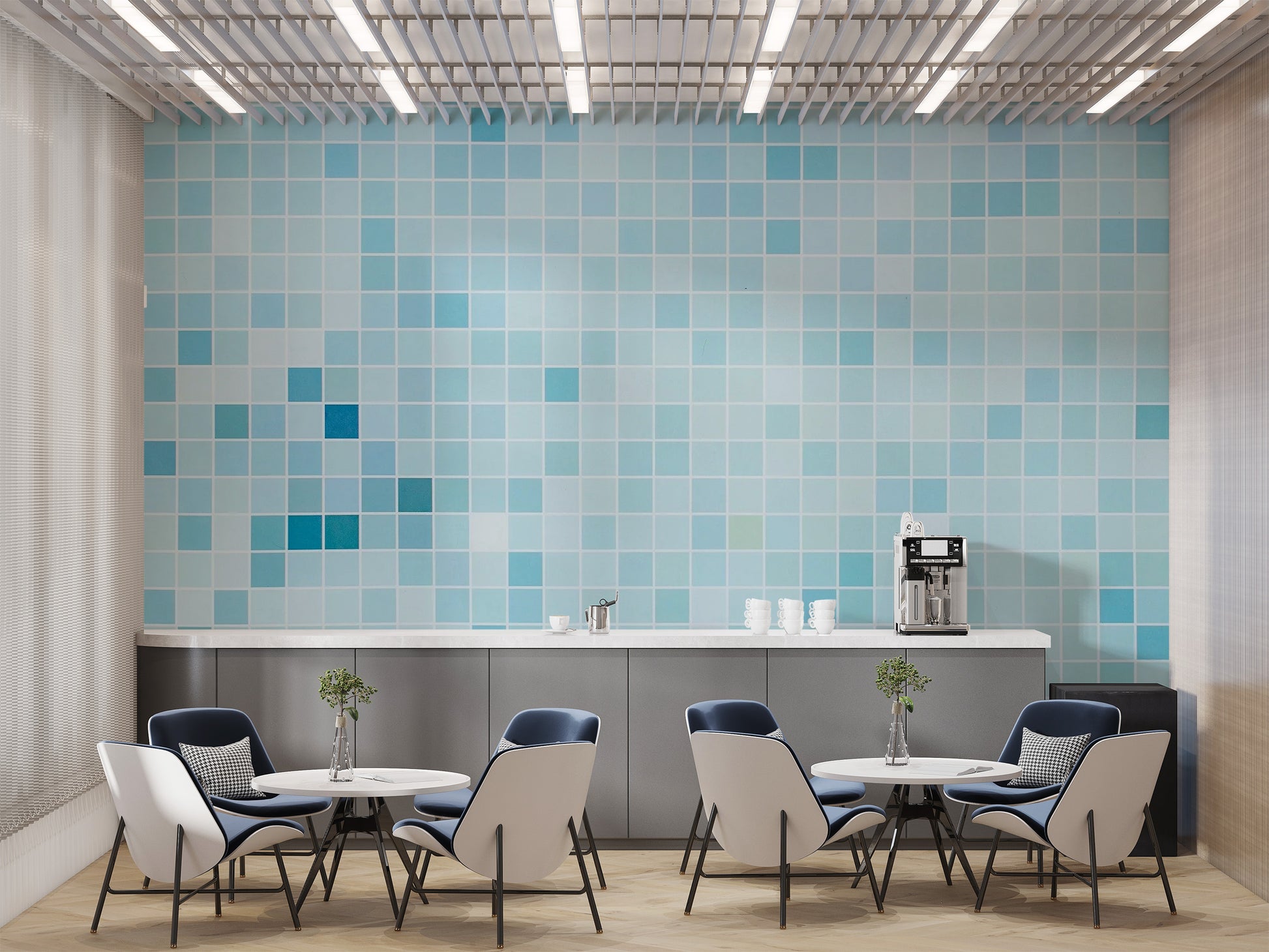 Blue Tiled Wallpaper Mural