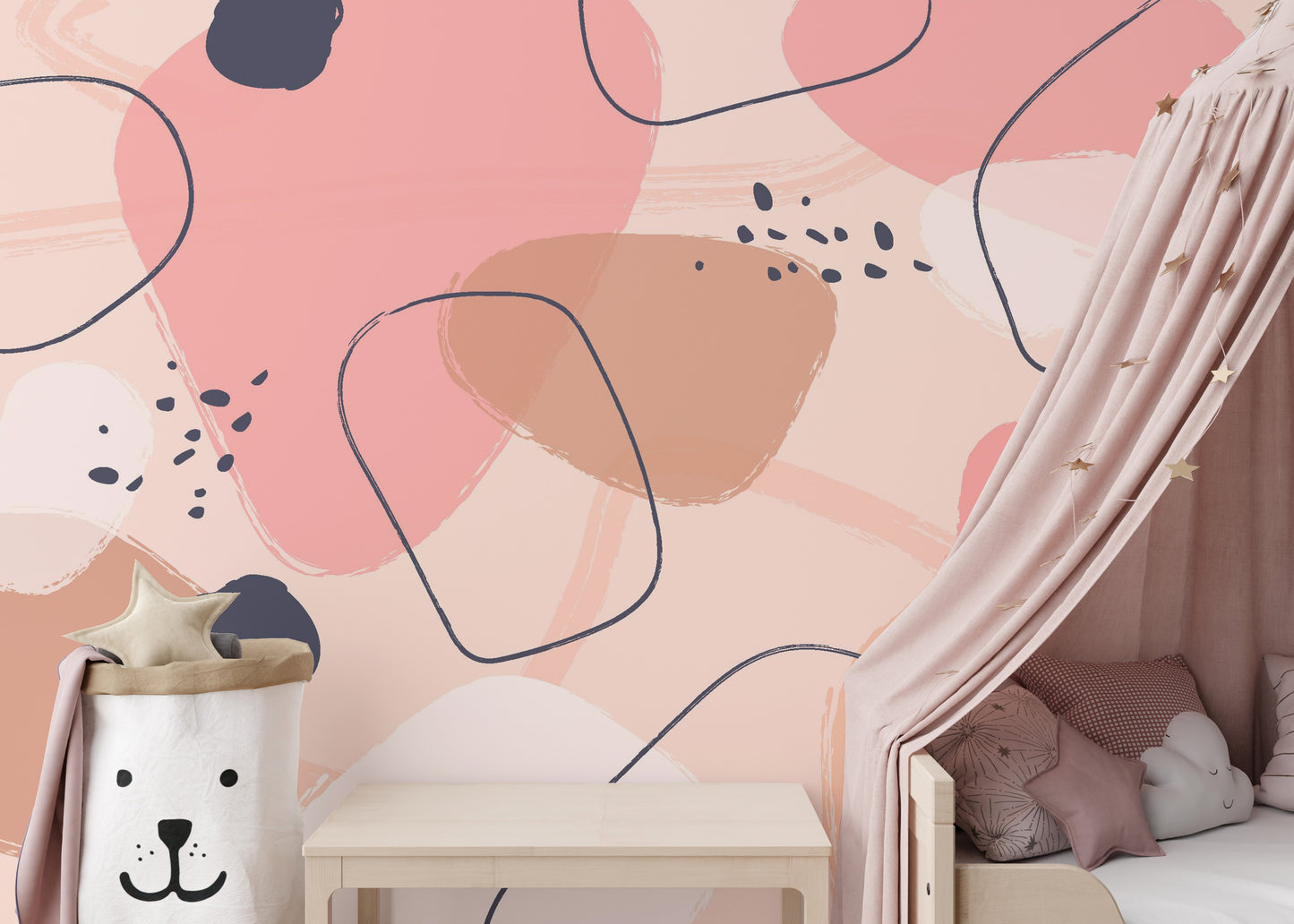 Elegant pastel art wallpaper mural with an abstract design.
