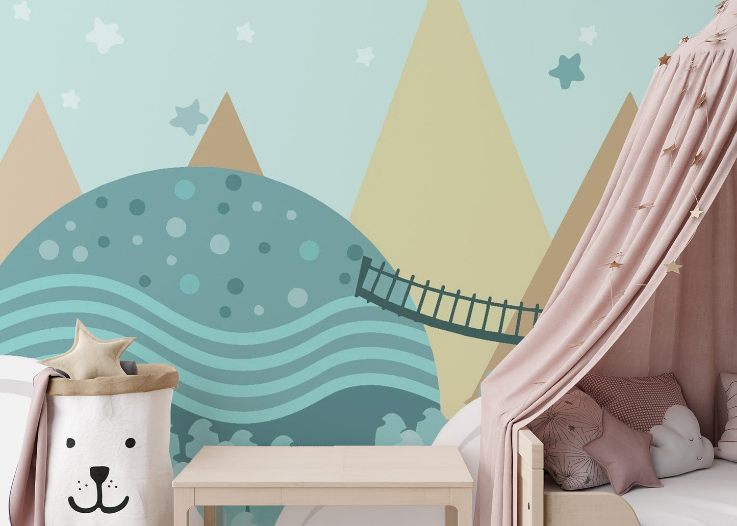 Kids Animated Pastel Motifs Wallpaper