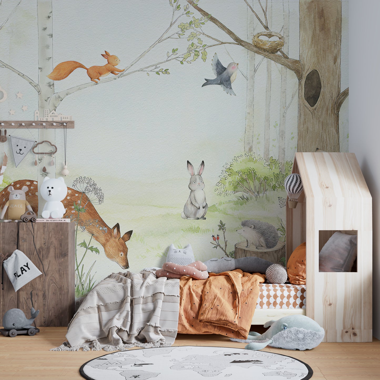 Animals Enjoying Forest Wallpaper Mural