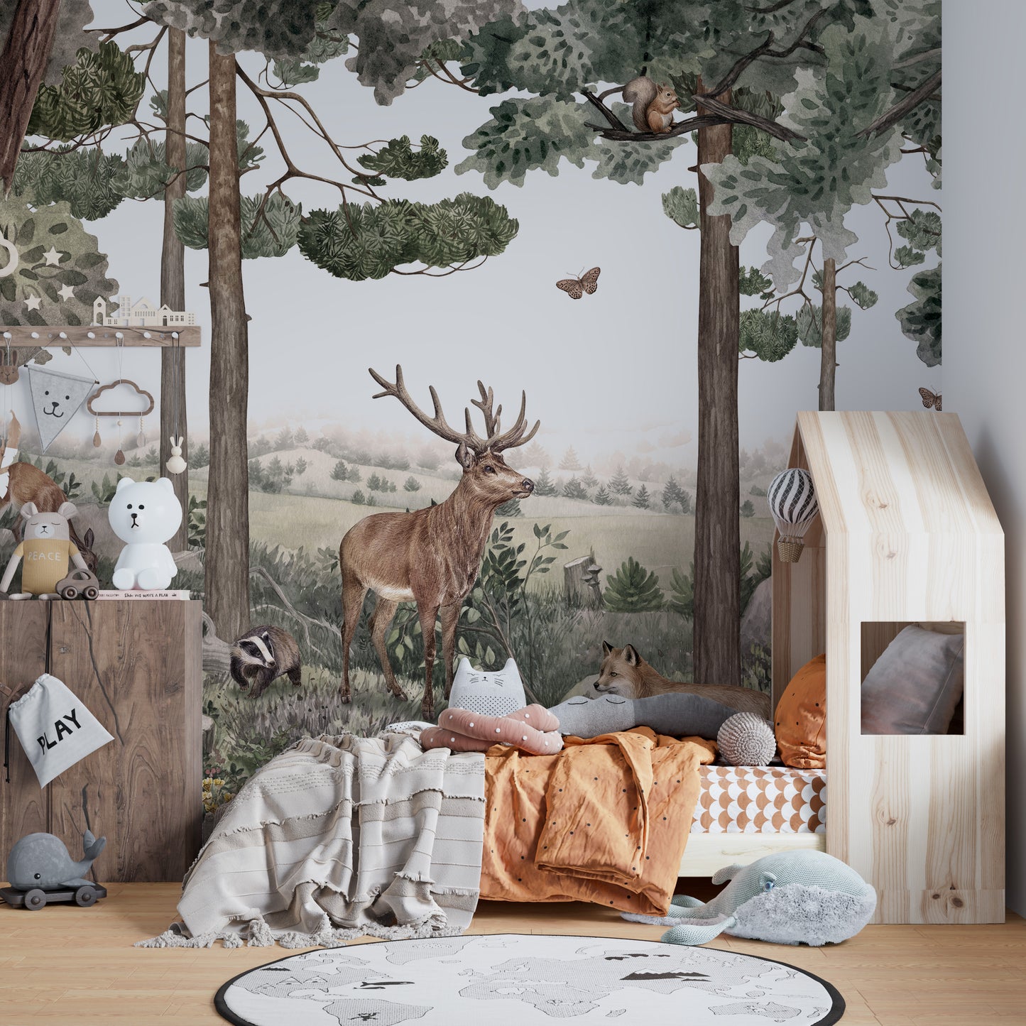 Forest Jive Stag and Deer Wallpaper Mural