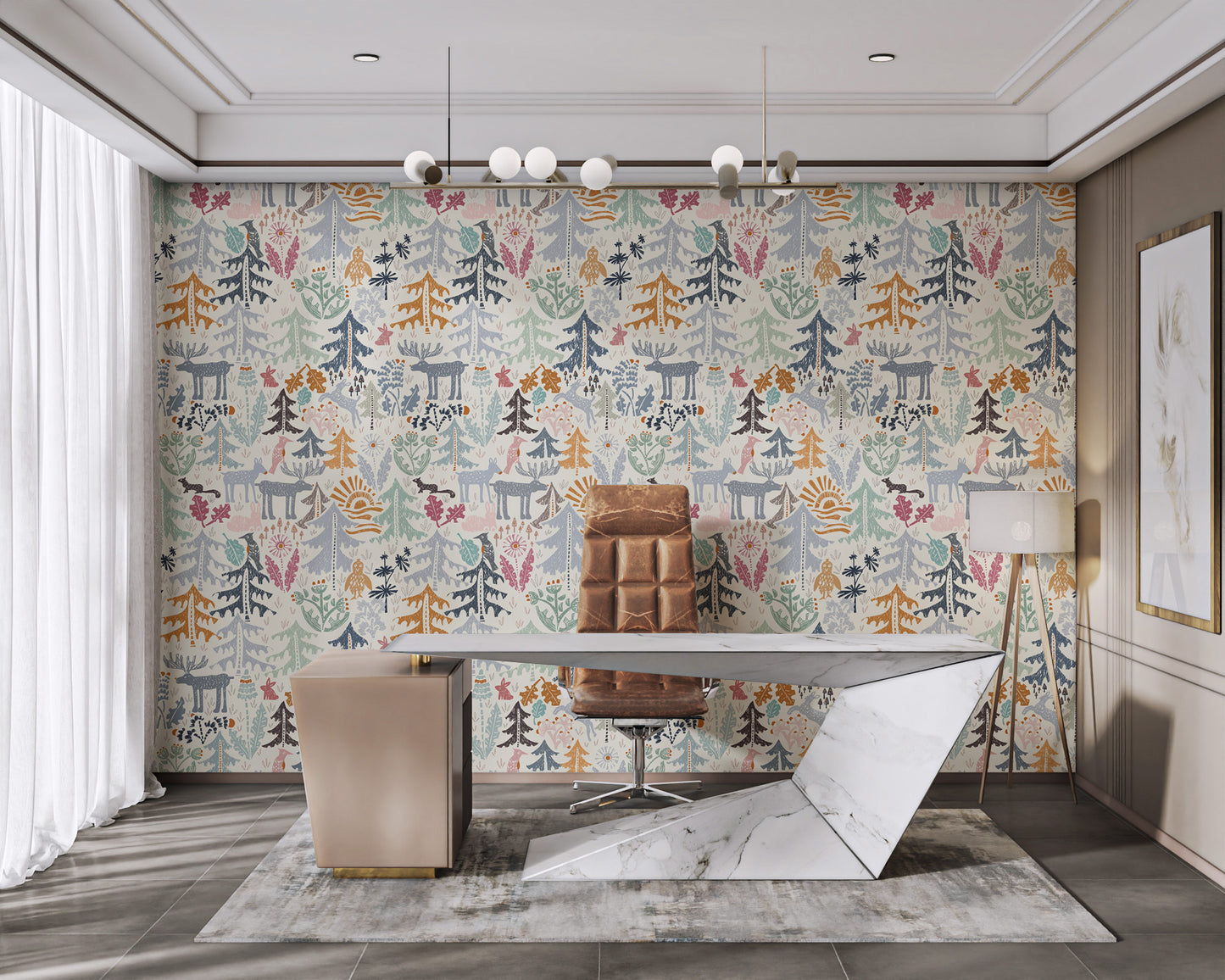 Playful Woodland Animals Wallpaper Mural
