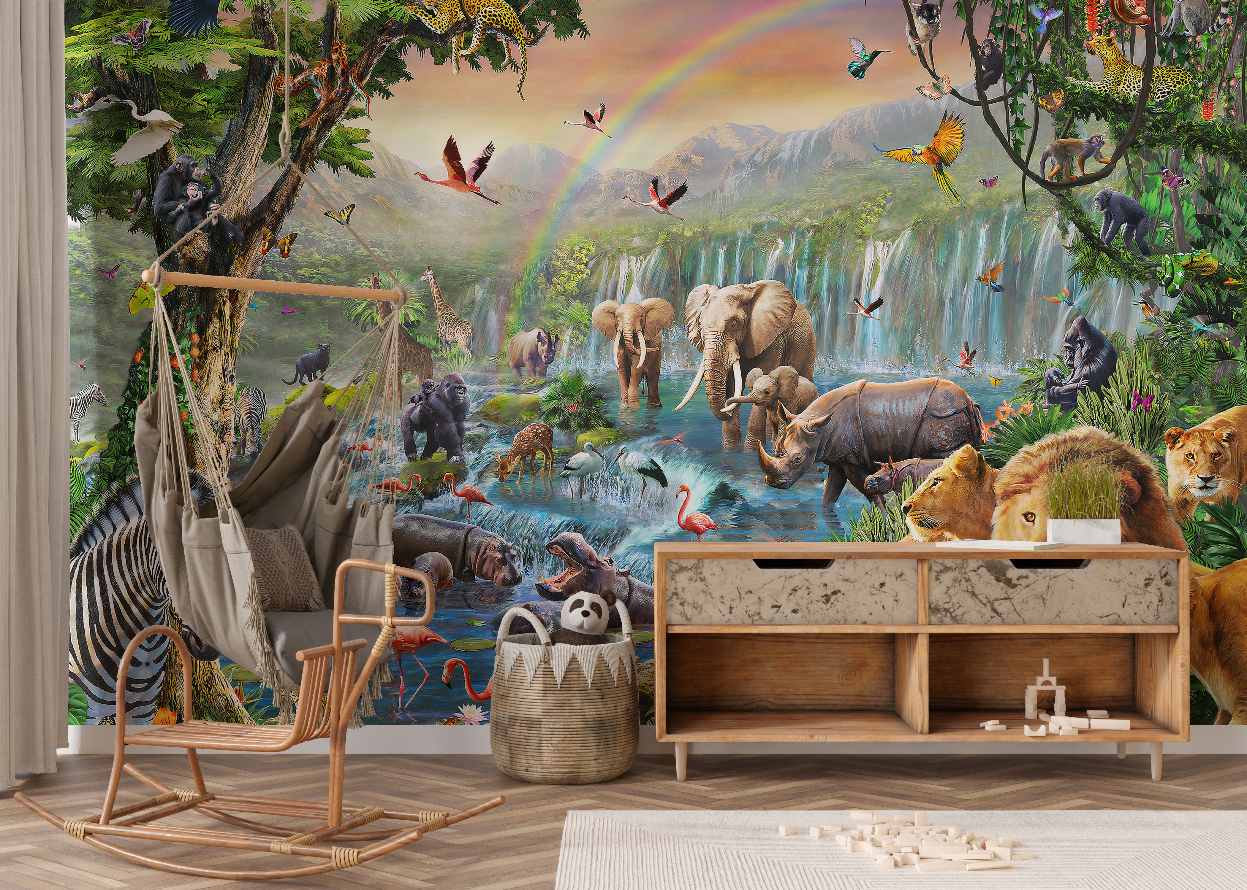 Adventure-Themed Medieval Rainforest Wallpaper Mural
