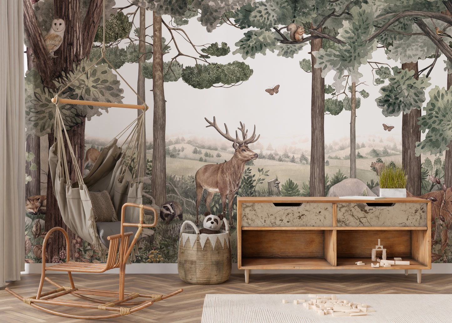 Forest Jive Stag and Deer Wallpaper Mural