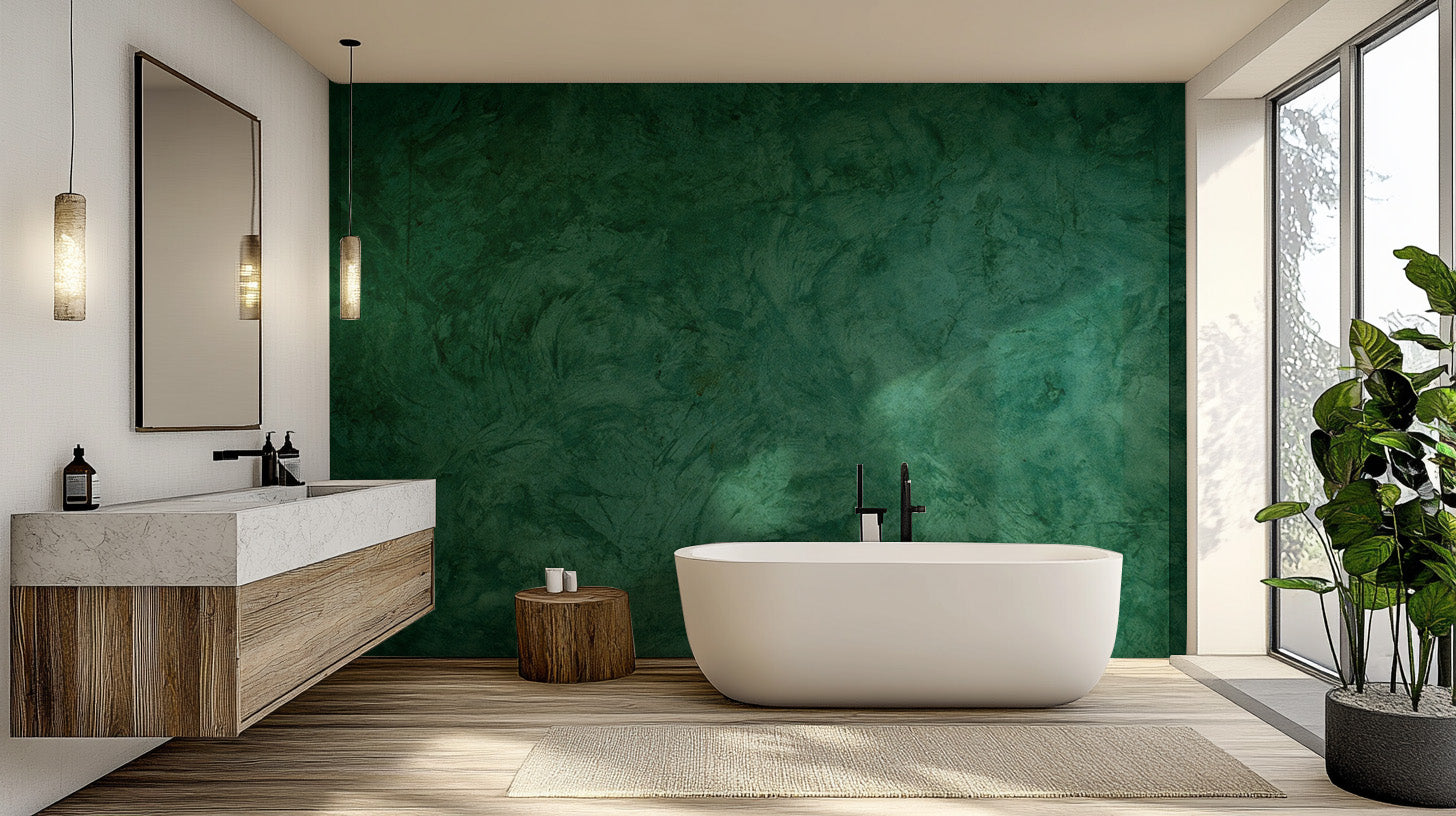 Stylish green grunge cement wallpaper for walls