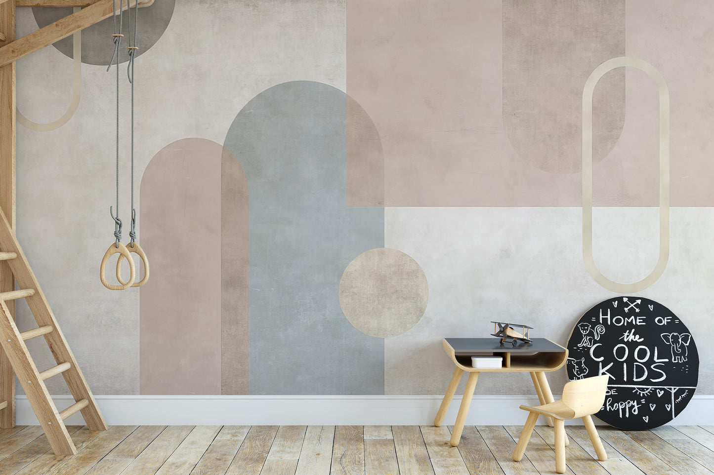 Serene geometric wallpaper for home office decor