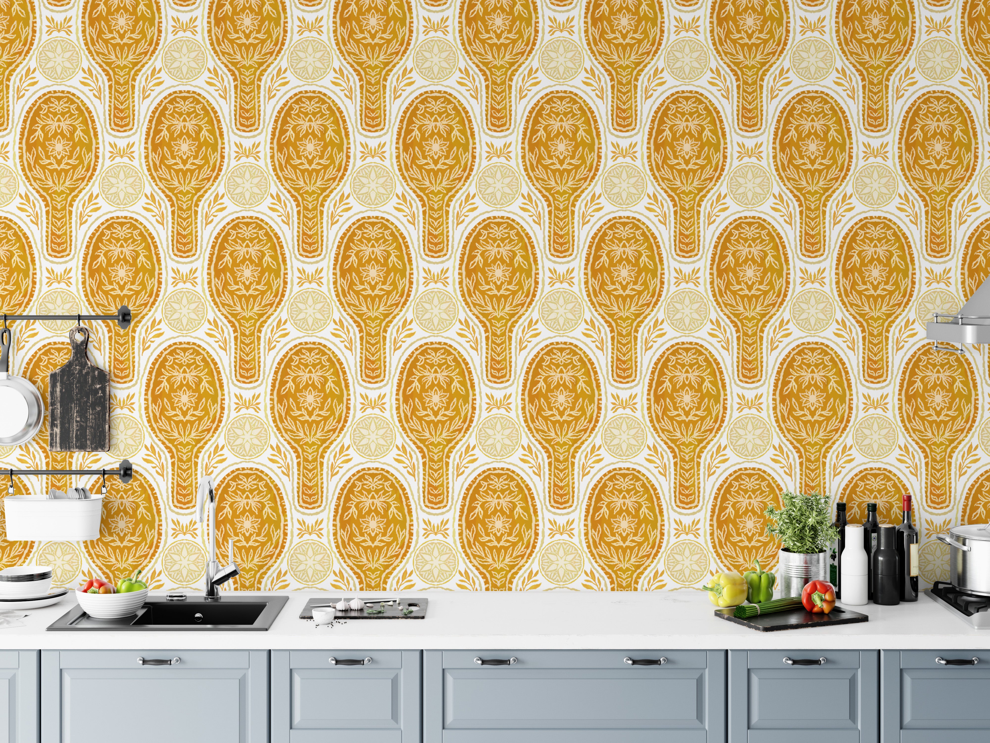 Floral Rockets Golden Yellow Wallpaper - Giffywalls