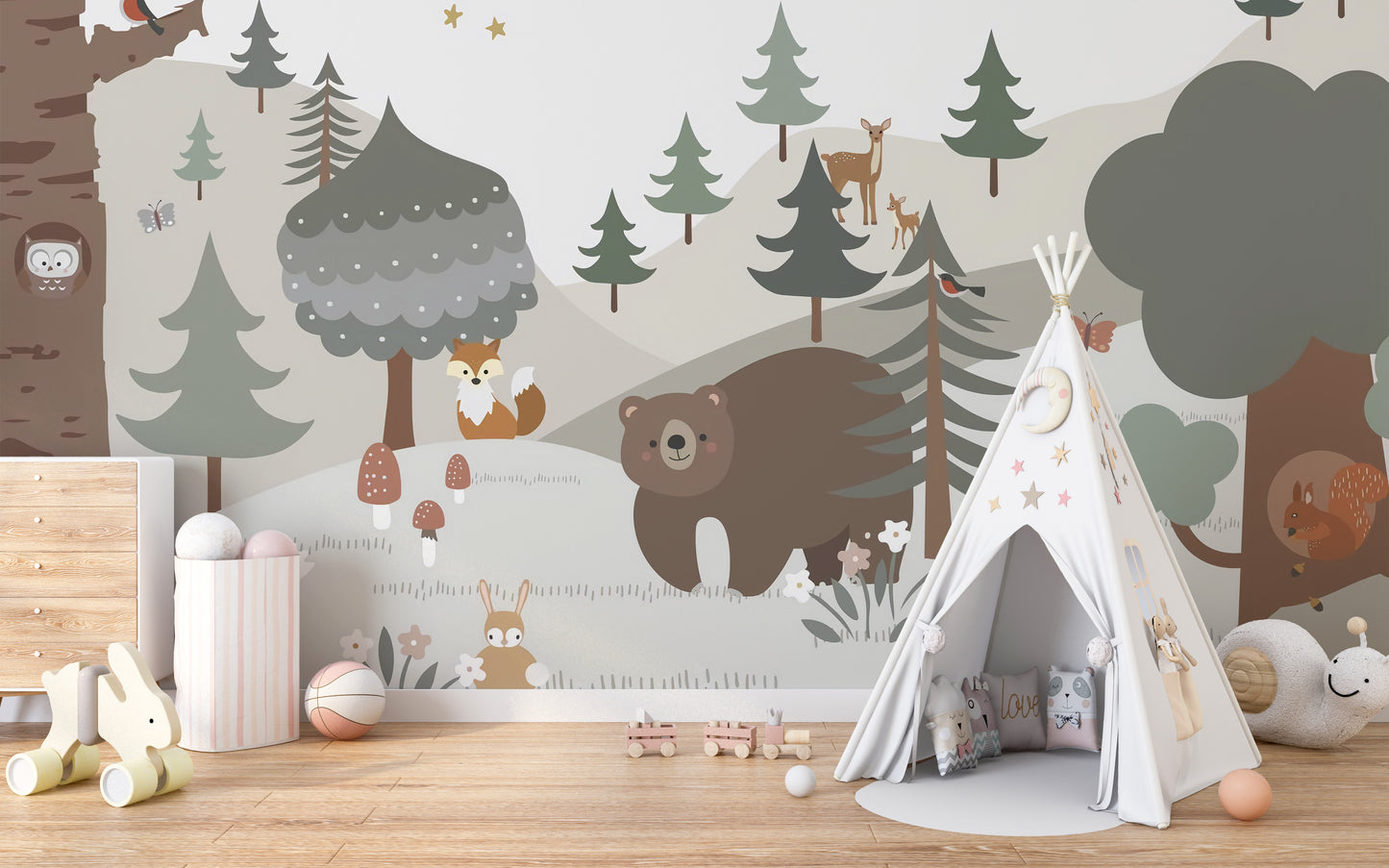 Snow Forest KIds Room Wallpaper Murals