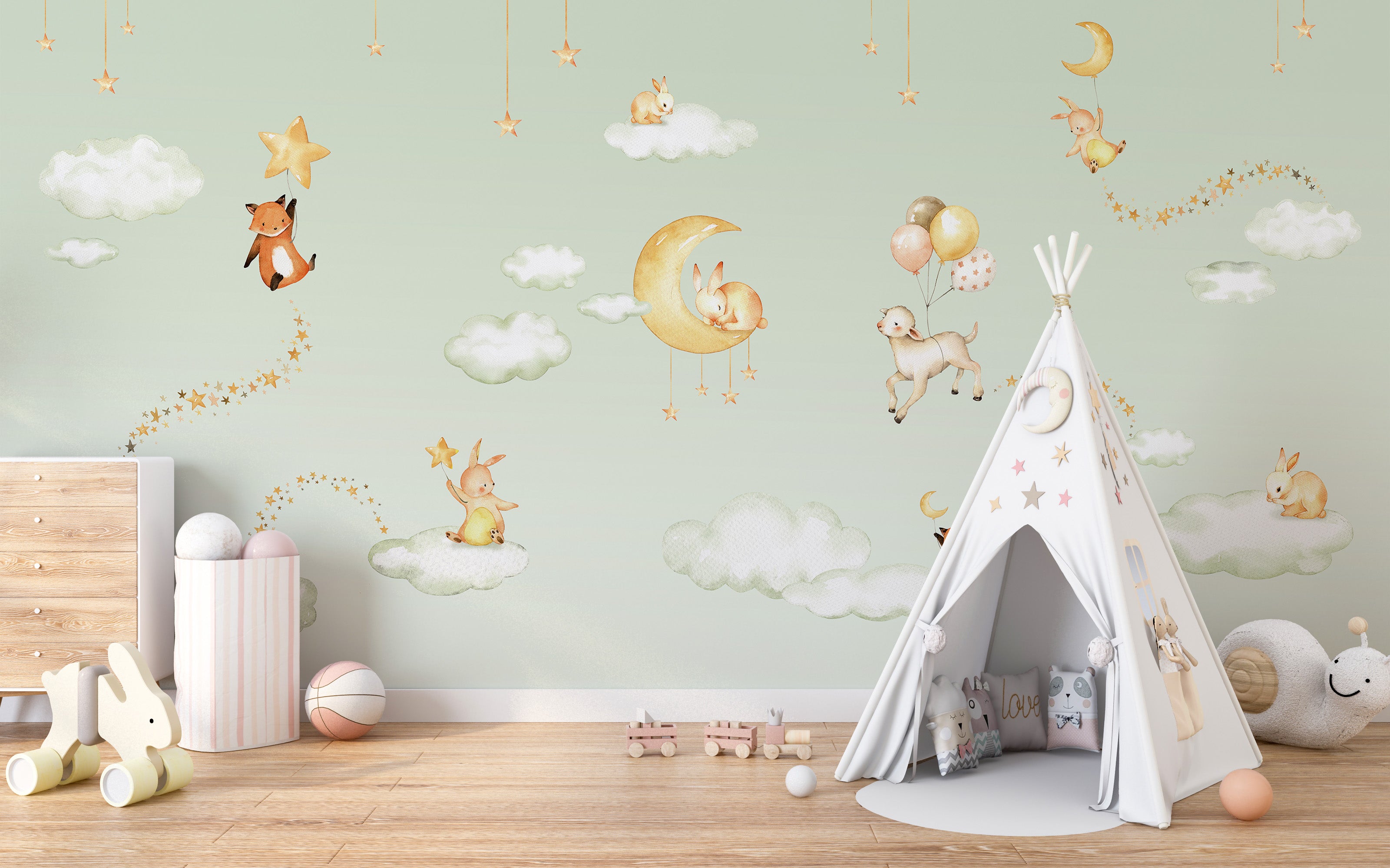 Green Sweet dreams wallpaper for kids room - Giffywalls