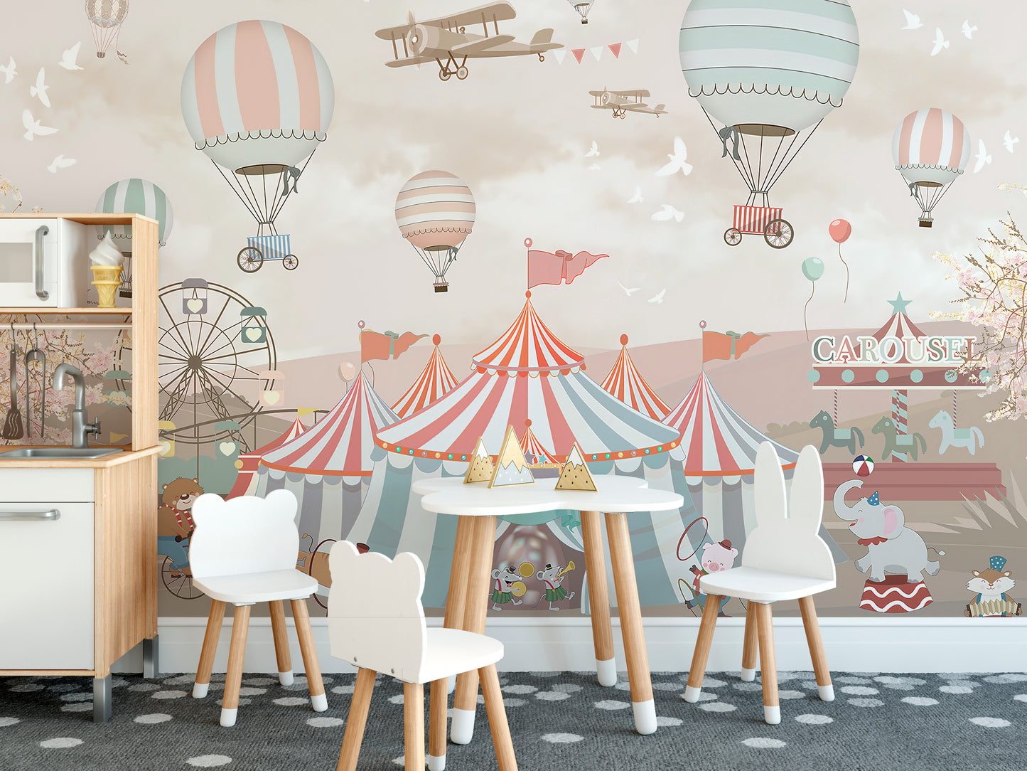 Pink Circus Kids Room Wallpaper Murals