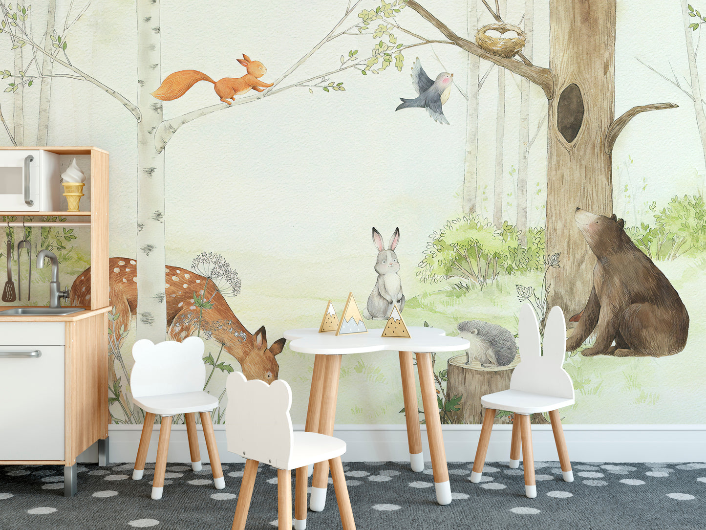 Animals Enjoying Forest Wallpaper Mural