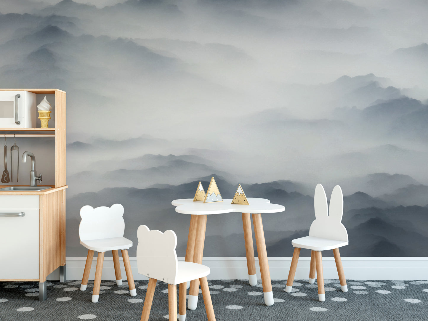 Foggy Mountains & Hills Wallpaper Mural