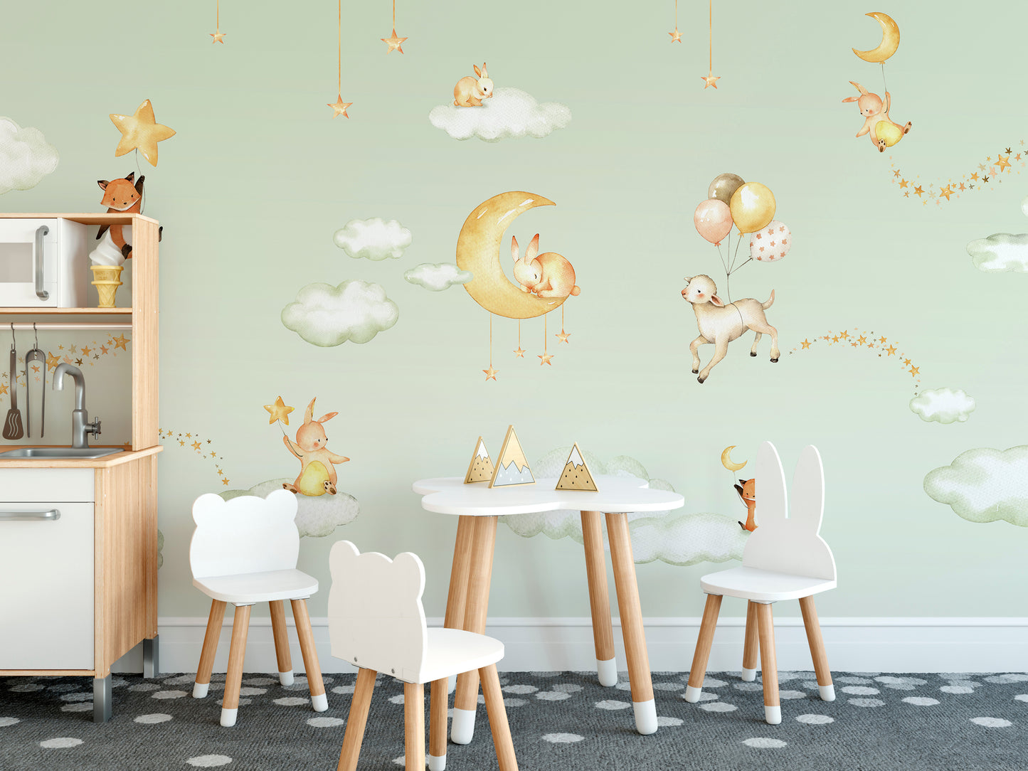 Green Sweet dreams wallpaper for kids room - Giffywalls