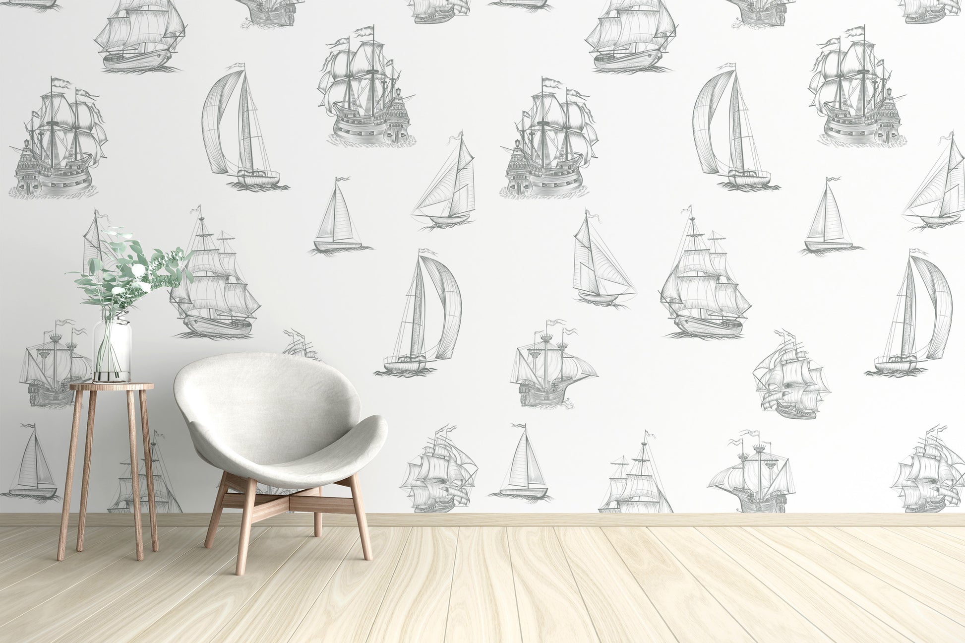 Old World Sailing adhesive wallpaper