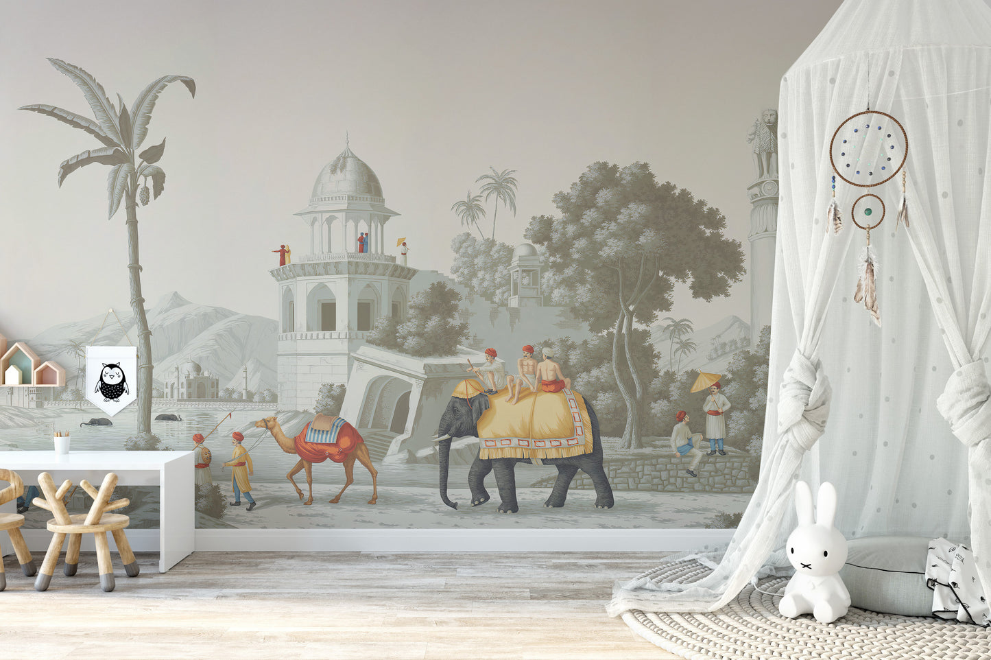 Royal Mughal on Elephant in the Forest Wallpaper