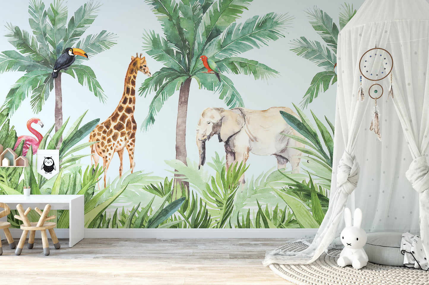 Vibrant Wildlife Serene Kids Room Wallpaper Mural